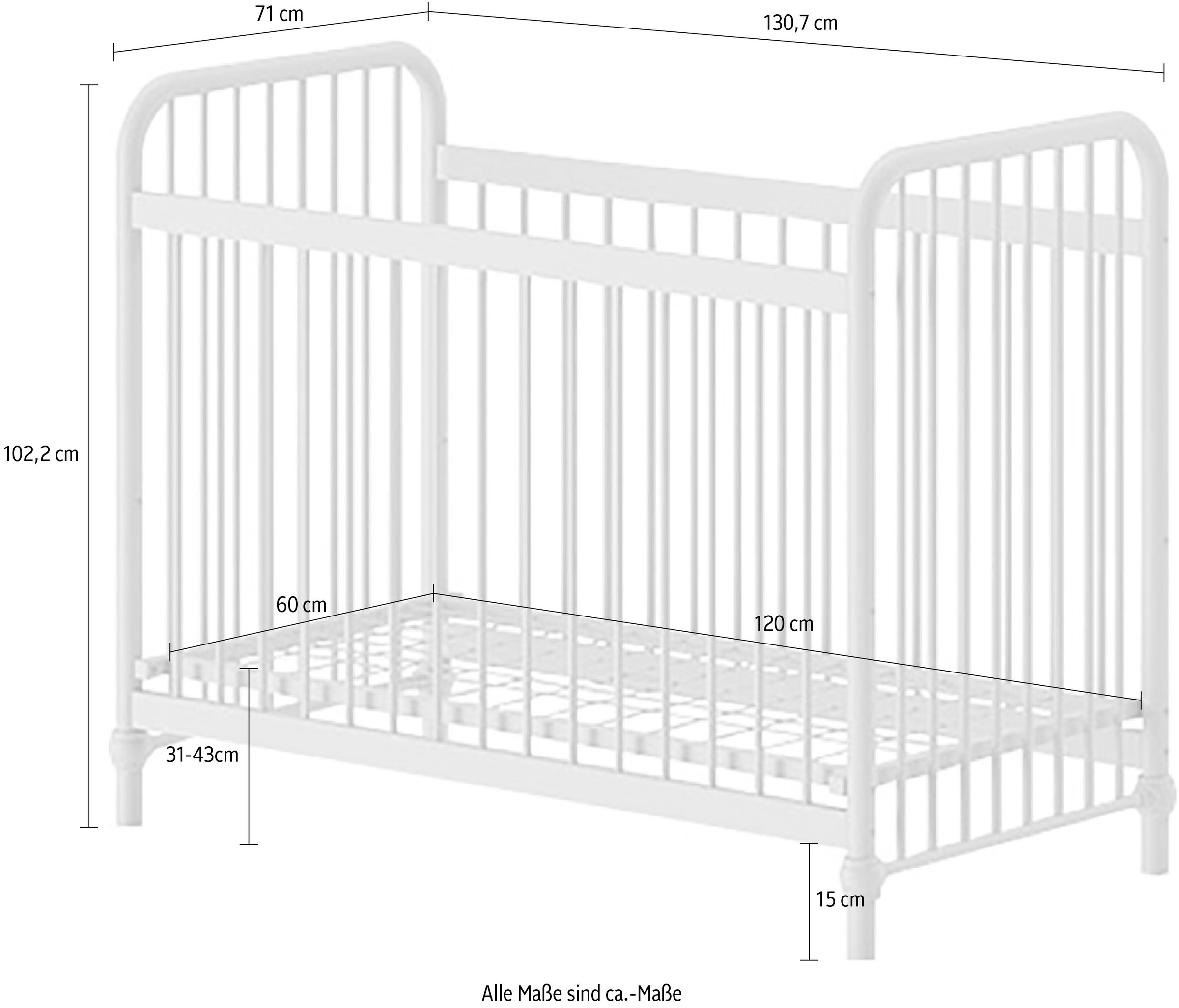 Vipack Kinderbett »Bronxx«, (Made in Europe), aus Metall