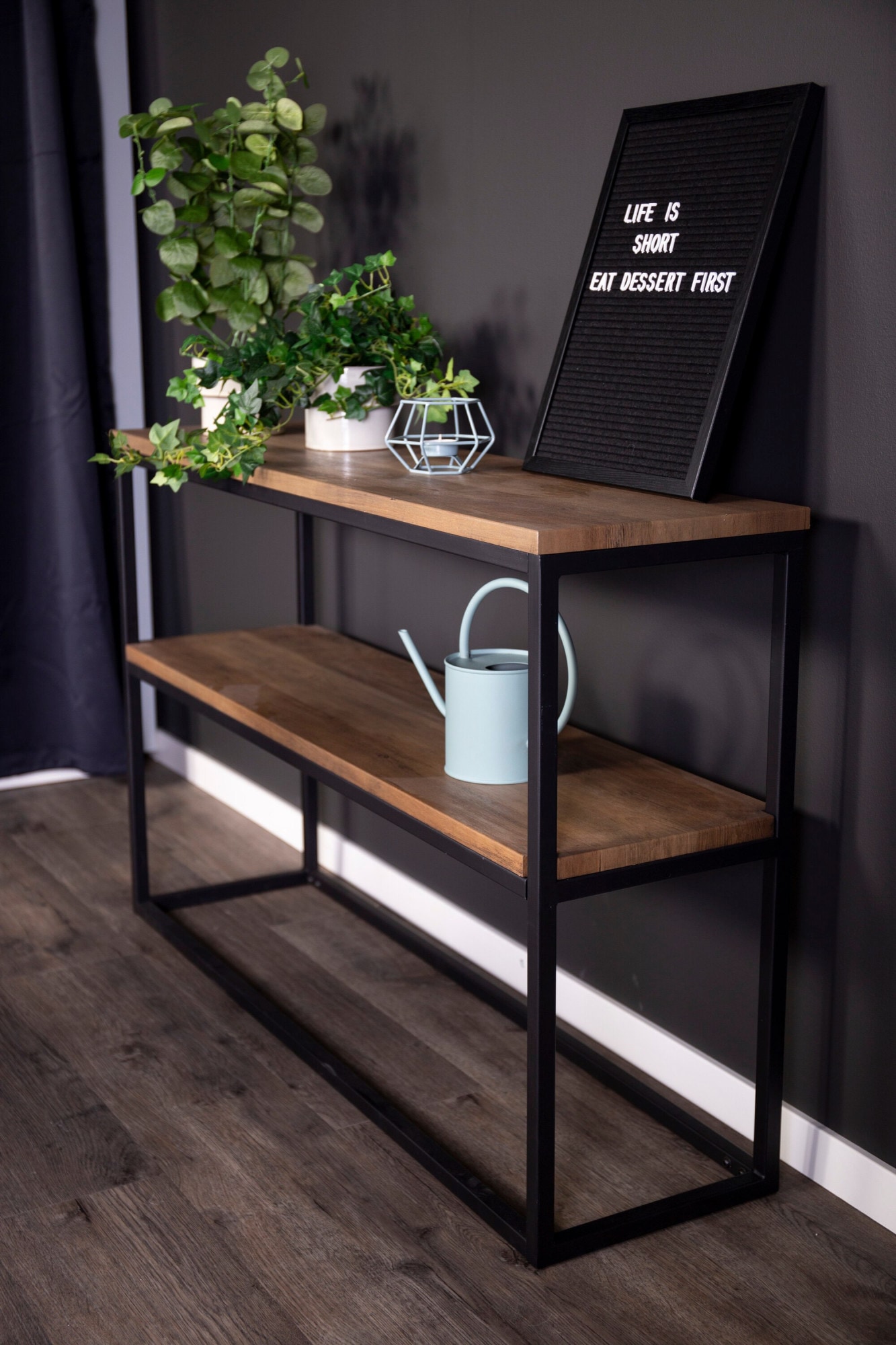 Venture Home Beistelltisch »Rise, schmaler Nachttisch in heller Eschenoptik, 45 × 30 cm« Schlafzimmertisch, MDF, Papierlaminat, Metallrahmen, schlank, urban