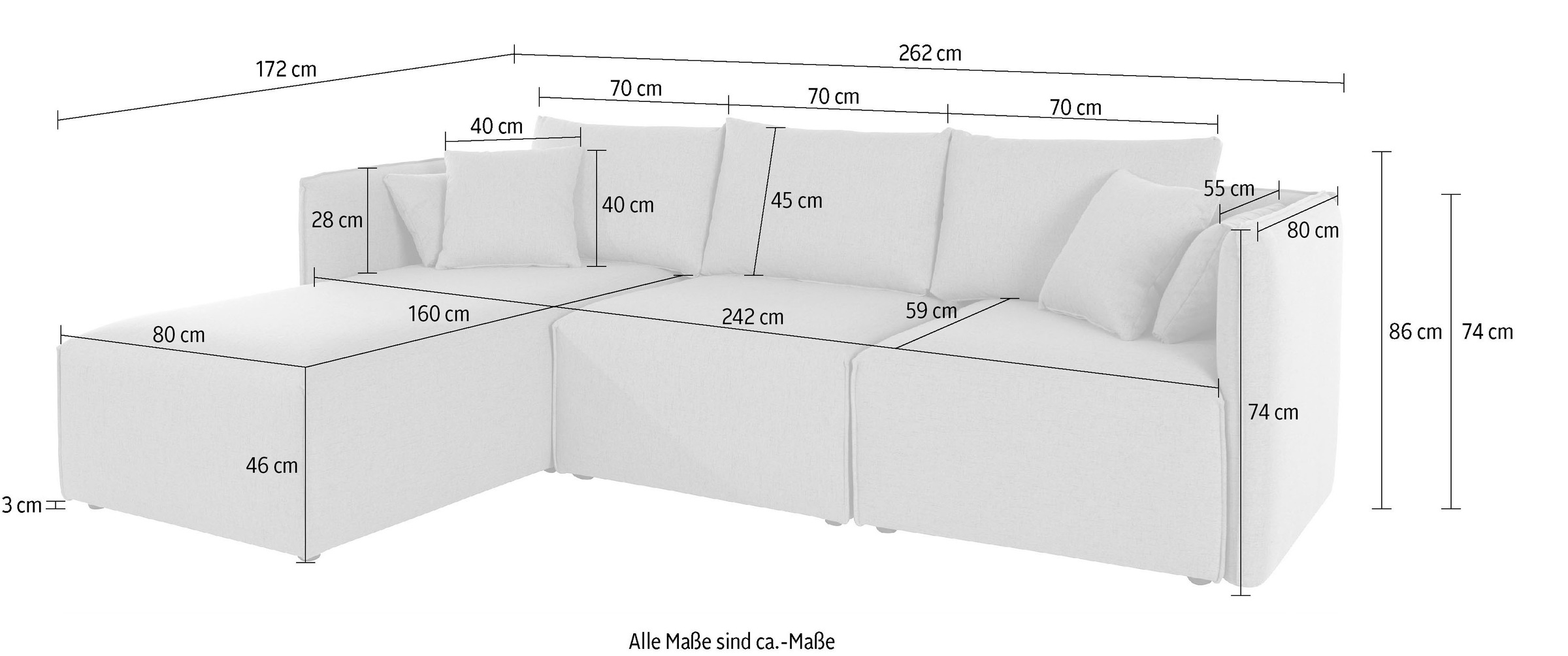 andas Ecksofa »Nöre«, (3 Teile), zusammengesetzt aus Modulen, in vielen Bezugsqualitäten und Farben