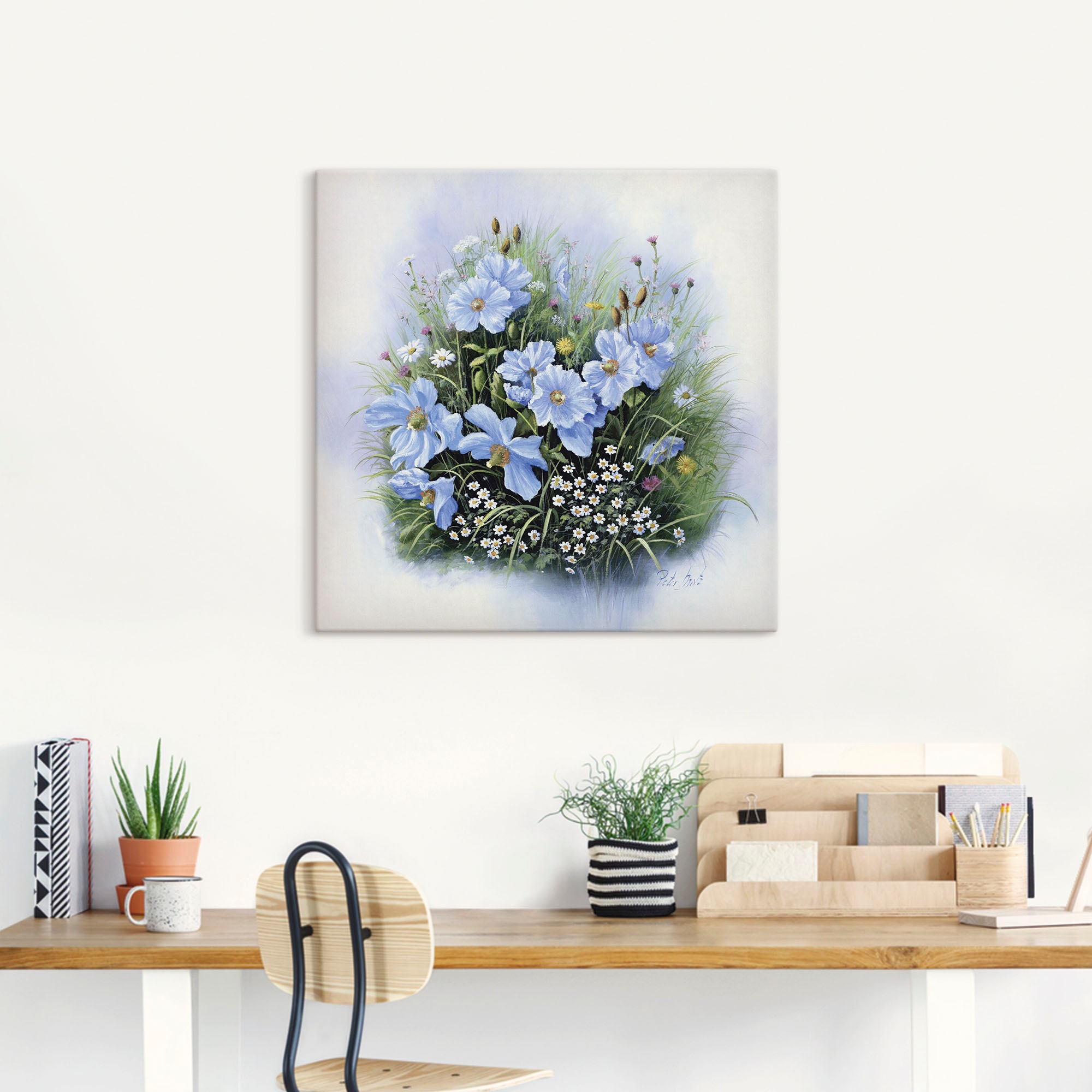 Artland Leinwandbild »Blaue Blumen«, Blumen, (1 St.), auf Keilrahmen gespannt