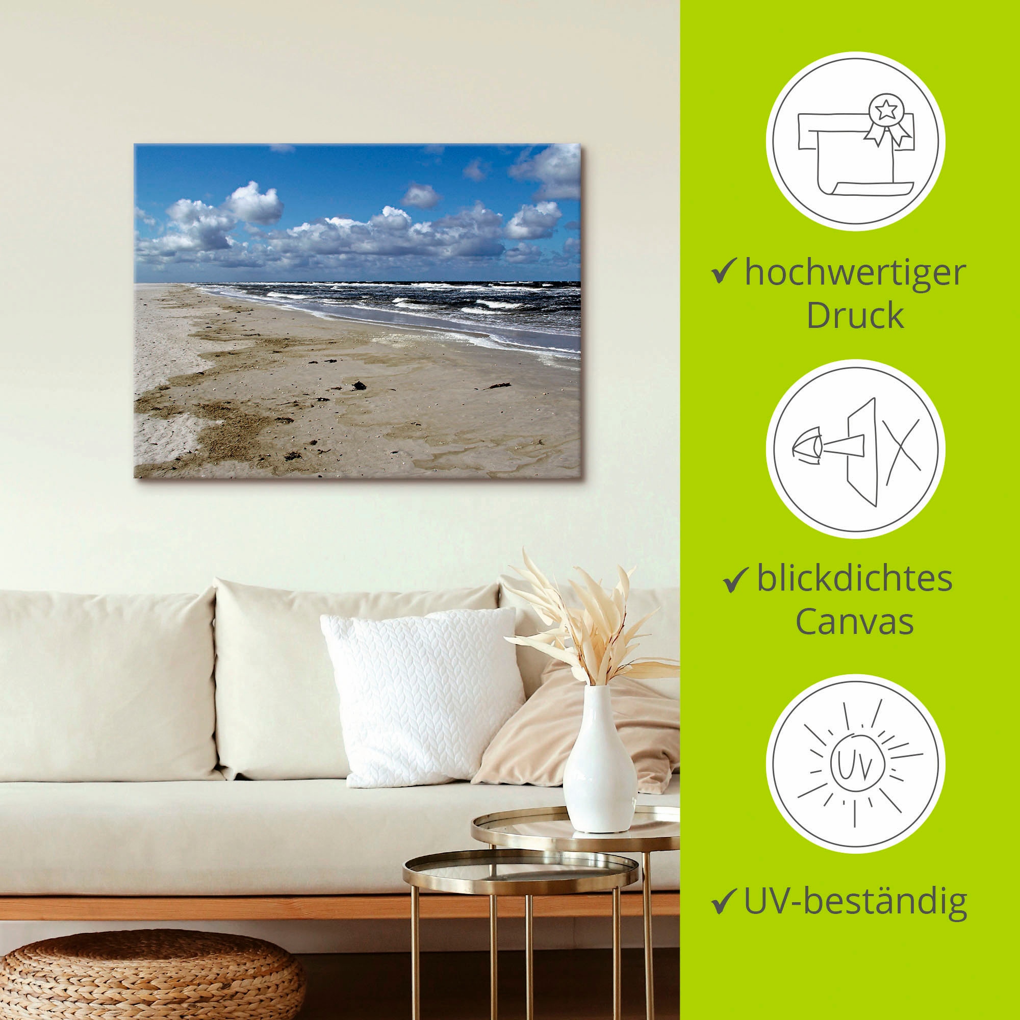 Artland Leinwandbild »Nordsee - Urlaubsfeeling pur«, Strand, (1 St.), auf Keilrahmen gespannt