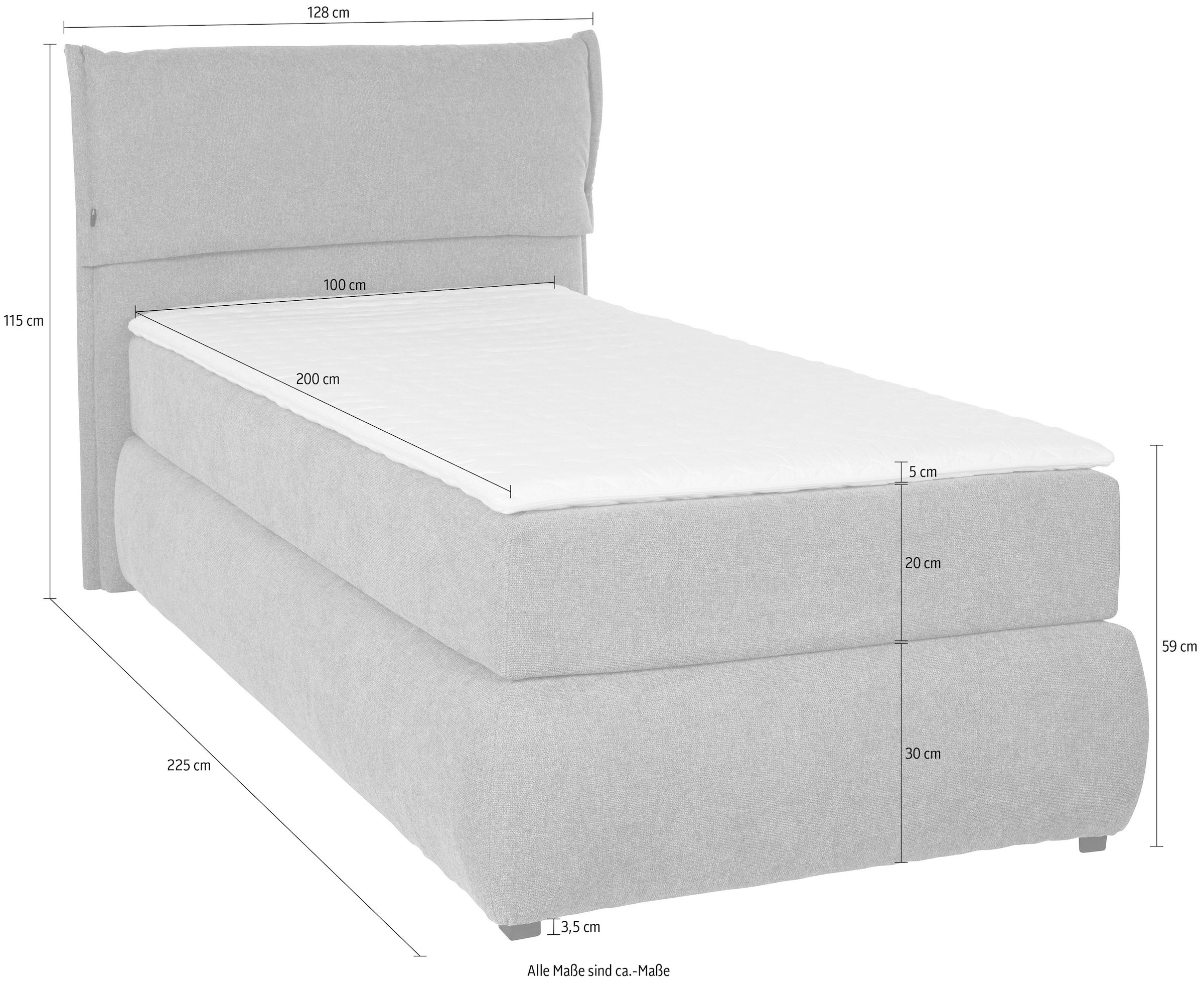 Home affaire Boxspringbett »Jenson« in 4 Farben, 4 Breiten, 3 Matratzenarten in 2 Härtegraden, Topper