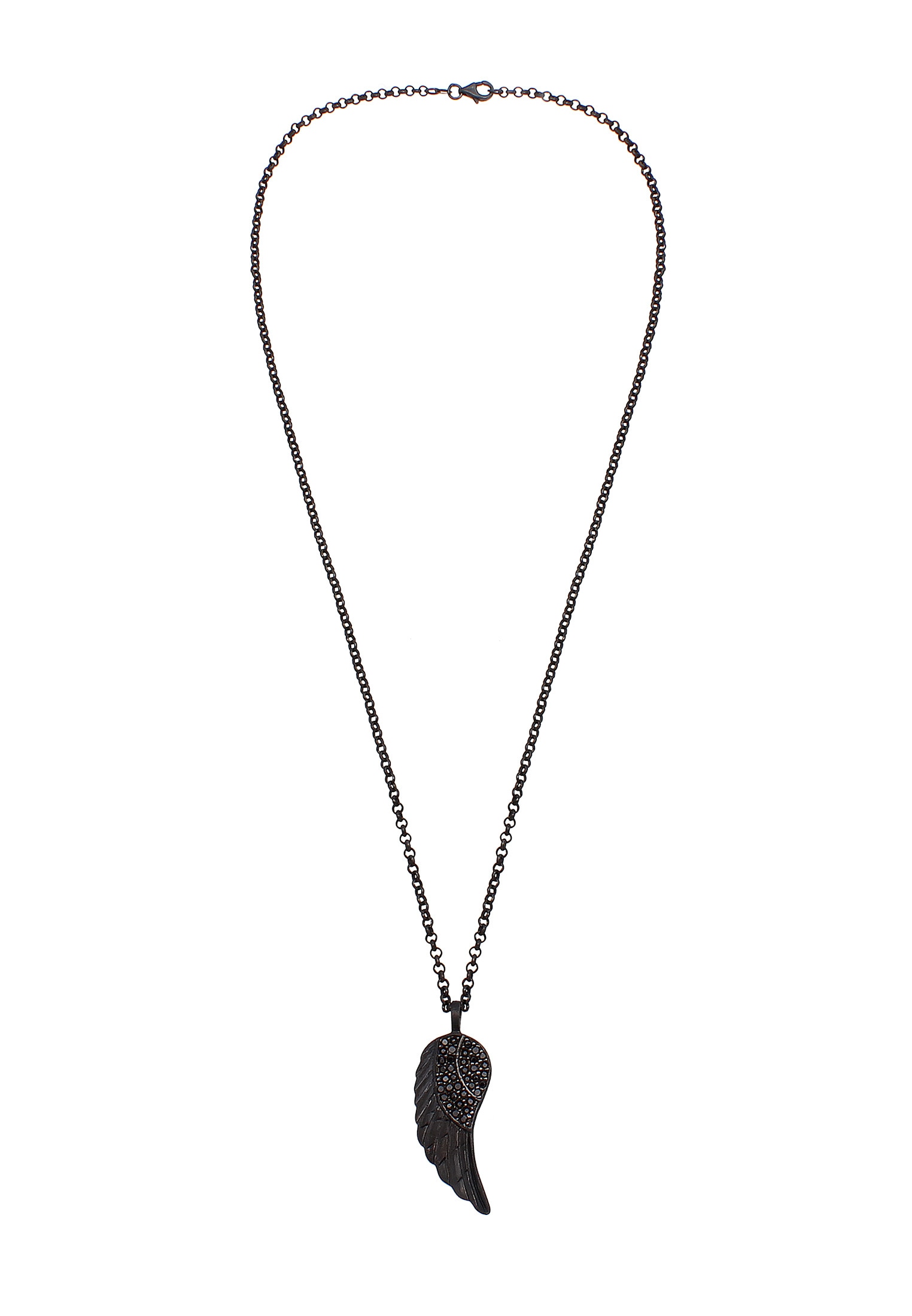 Kuzzoi Kette mit Anhänger »Flügel Zirkonia Schwarz 925 Sterling Silber«
