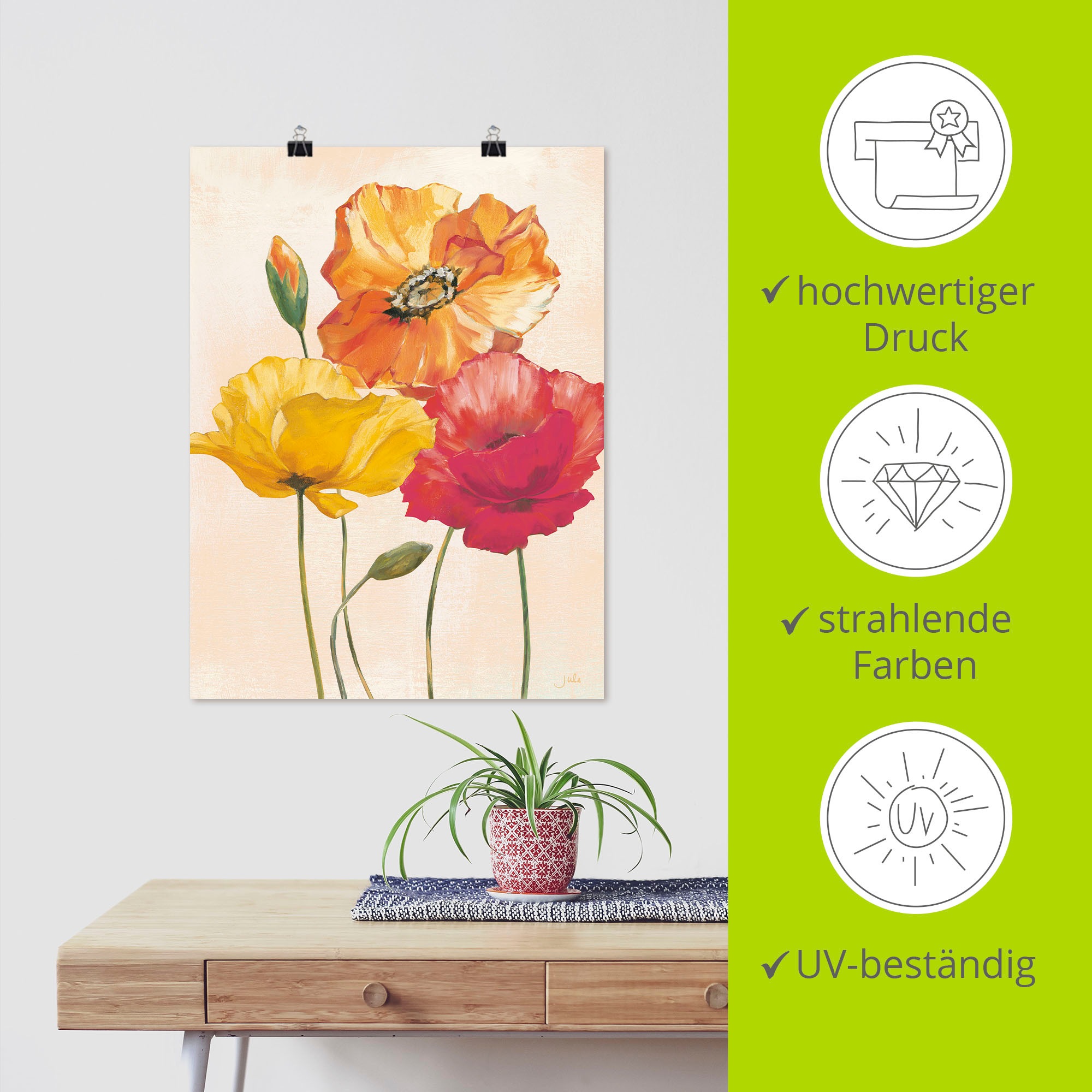 Artland Wandbild »Bunte Mohnblumen I«, Blumenbilder, (1 St.), als Alubild, Outdoorbild, Leinwandbild, Poster, Wandaufkleber