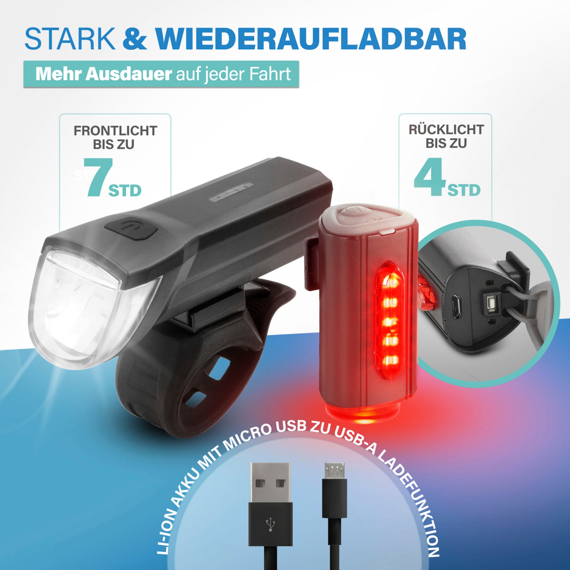 FISCHER Fahrrad Fahrradbeleuchtung »FISCHER LED Beleuchtungsset mit 360Â° Bodenleuchte« mit zusätzlicher Bodenleuchte