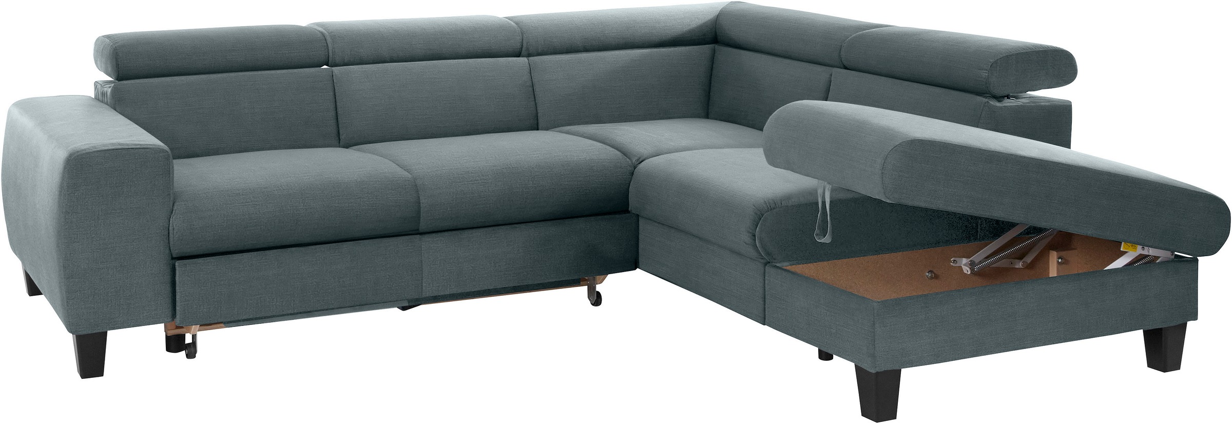 COTTA Ecksofa »Morven L-Form mit Kopfteilverstellung«, wahlweise mit Bettfunktion, Bettkasten & Wireless-Charger