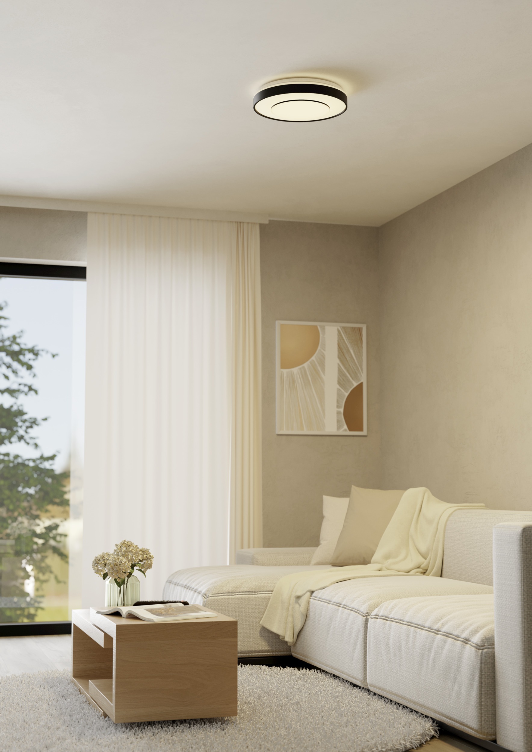 EGLO LED Deckenleuchte »MONTERIGGIONI-Z Deckenlampe, Disco-Modus, ZigBee 3.0, Wohnzimmerlampe« LED-Modul 1 Stk. RGB | warmweiß - kaltweiß Fernbedienung inkl., App / Sprachsteuerung Alexa, H:8,5cm x D:38,4 cm