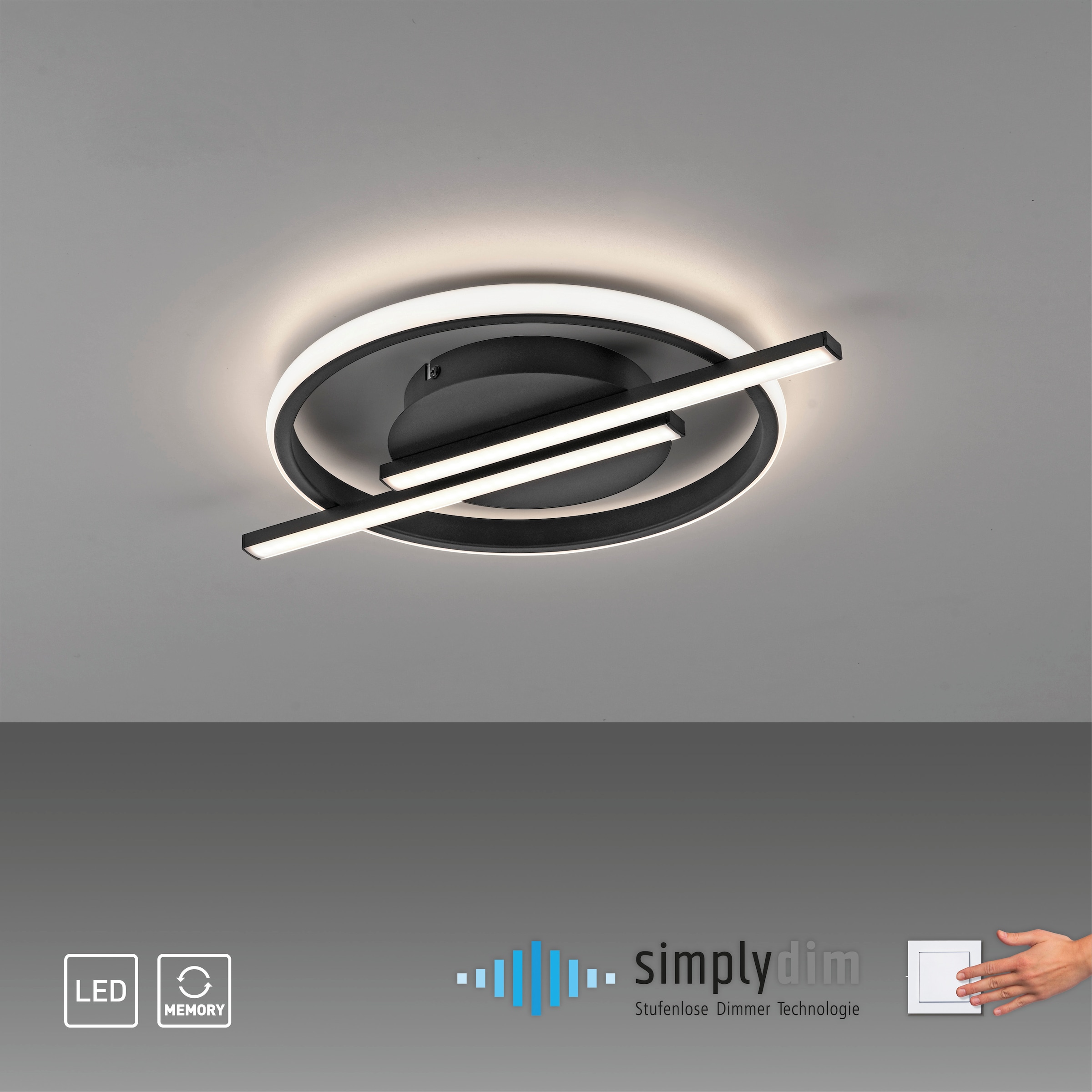 JUST LIGHT Deckenleuchte »KORSA«, 1 flammig, Leuchtmittel LED-Board | LED fest integriert, LED, dimmbar, Simply Dim, Memory, nach Trennung vom Netz