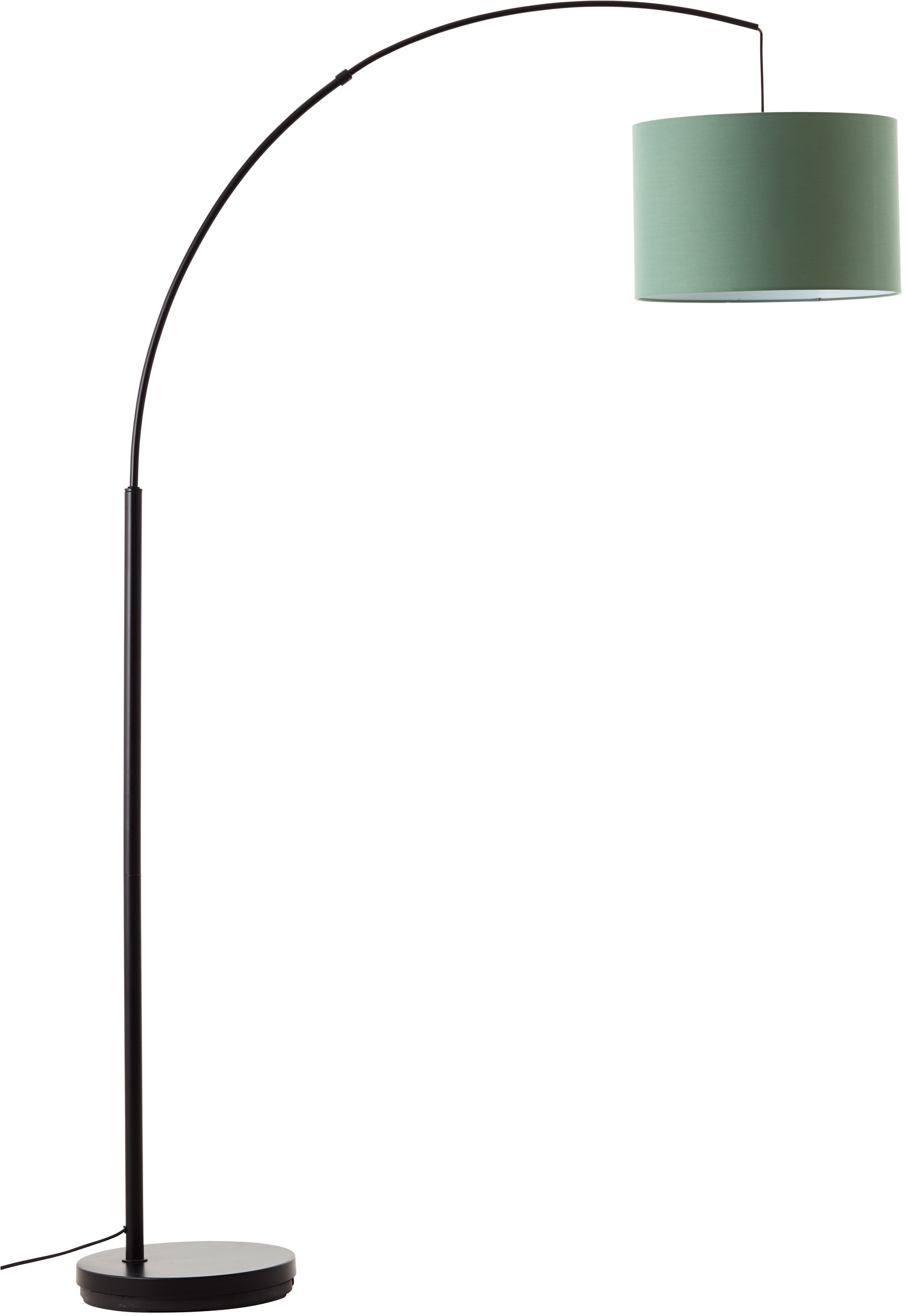 my home Stehlampe »Elijah«, 1 flammig, Leuchtmittel E27 | ohne Leuchtmittel, Bogenlampe Textilschirm Stoff Ø 36cm