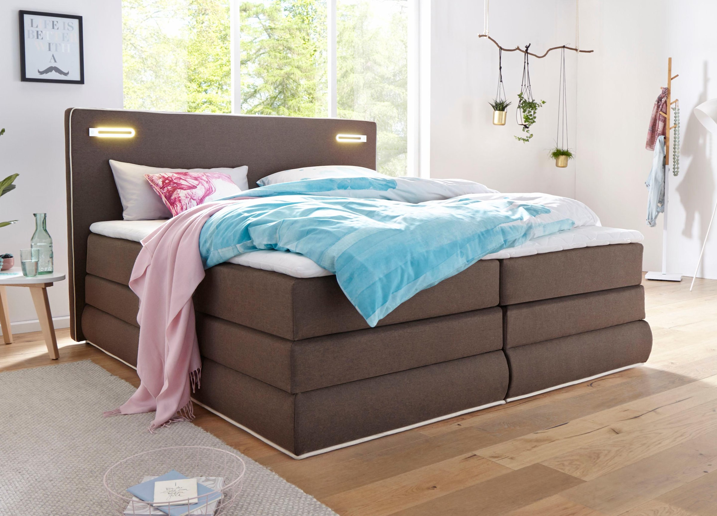 COLLECTION AB Boxspringbett »Rubona«, inkl. Bettkasten, LED-Beleuchtung und Topper