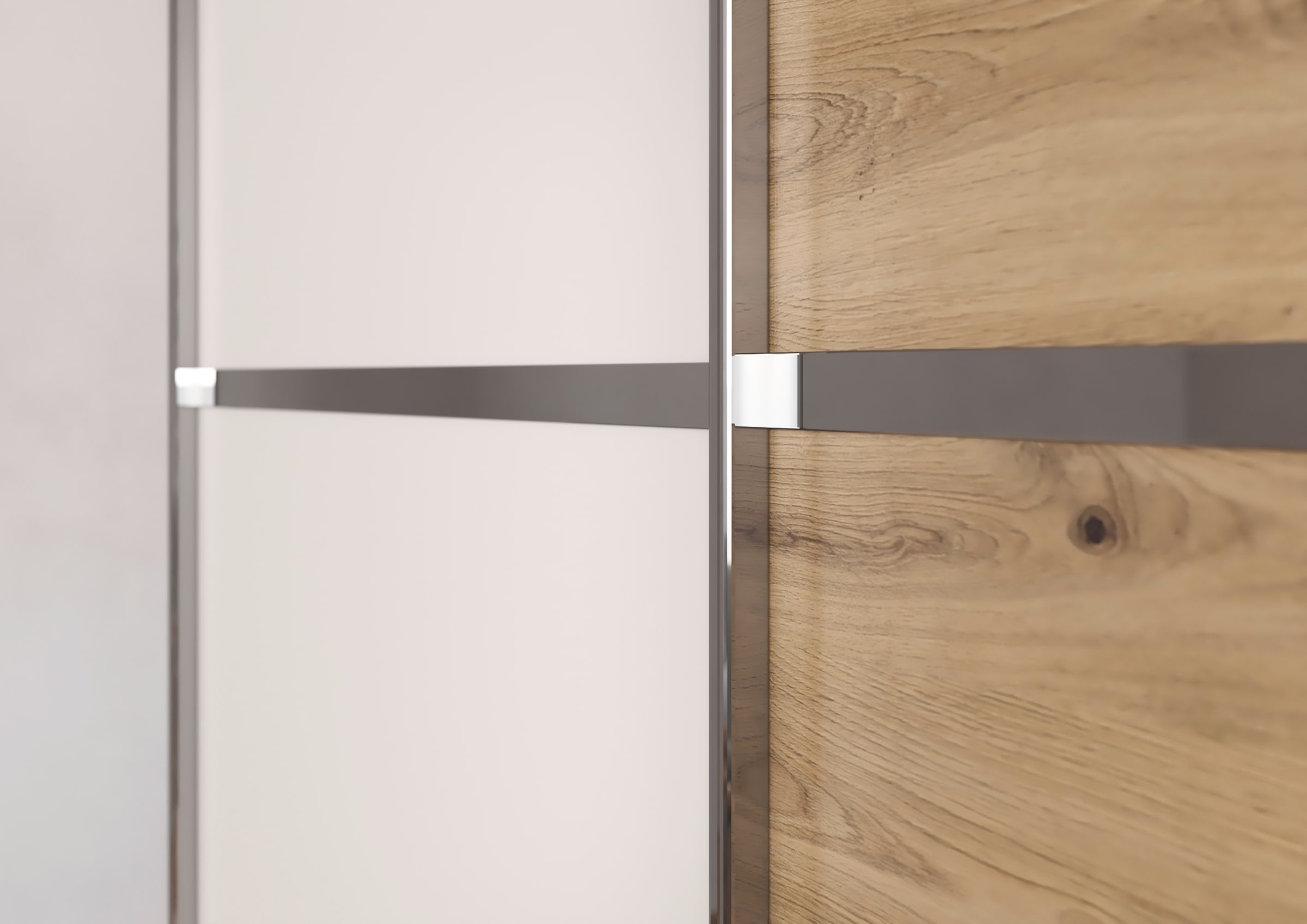 rauch Kleiderschrank »Schwebetürenschrank OTTO´s Choice Garderobe Schrank TOP ANGEBOT Avola«, (in 3 verschiedenen Ausstattungen BASIC/CLASSIC/PREMIUM), mit eleganten Zierleisten in Chrom, Schwarz oder Weiß MADE IN GERMANY