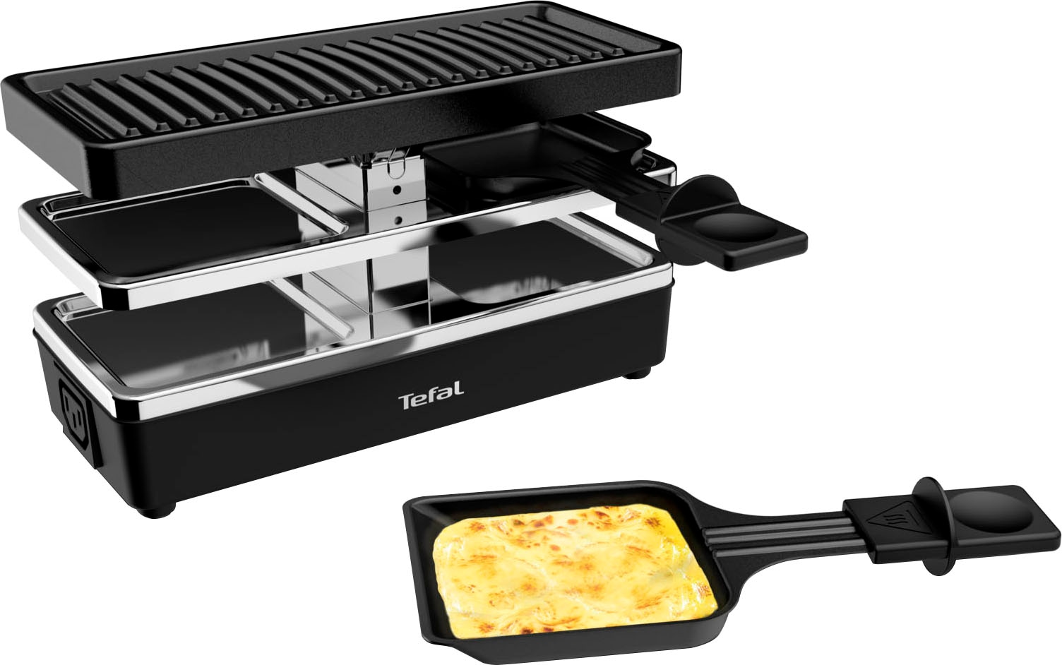 Tefal Raclette »Plug & Share, für 2 Personen, 400 Watt, Antihaftbeschichtung,«, 2 St. Raclettepfännchen, 400 W, 2 Pfännchen, Grillplatte, abnehmbare Kabel, RE2308