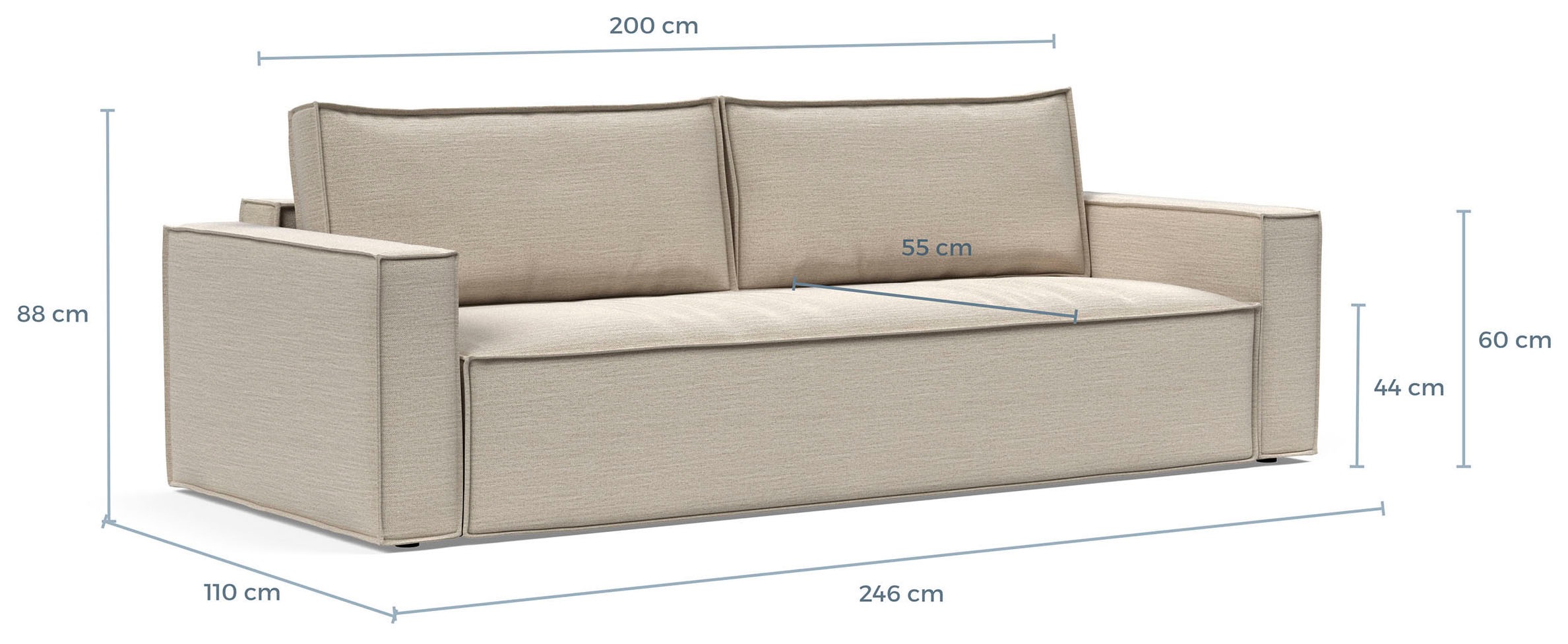 INNOVATION LIVING ™ 3-Sitzer »Newilla, Sofa mit Funktion in Cord oder Boucle-Bezug, bequem & modern« Pocket Spring Komfort, großer Stauraum, stabile Stahlkonstruktion