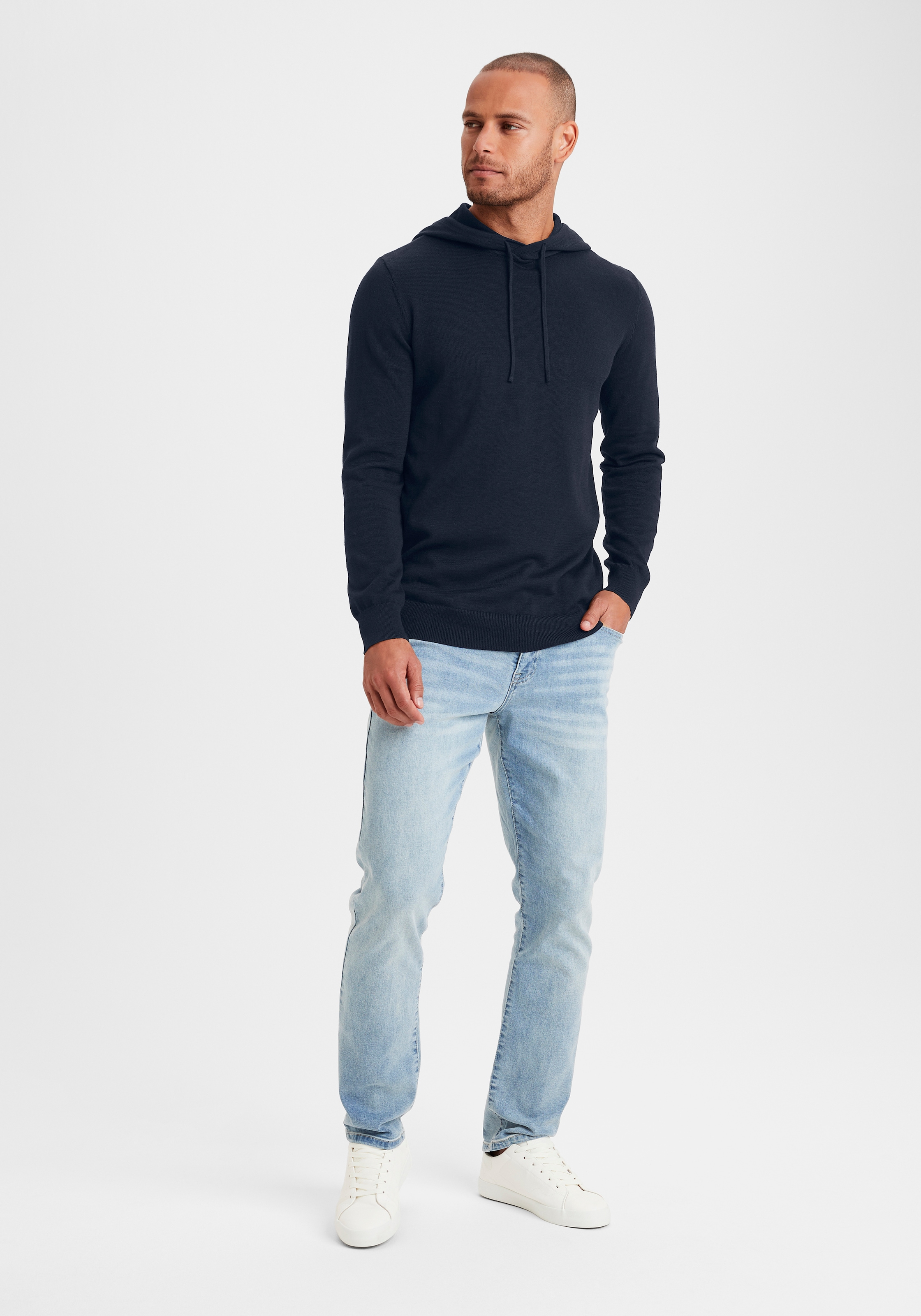 H.I.S Hoodie », Strickpullover mit Kapuze«, Feinstrick aus pflegeleichter Baumwollmischung
