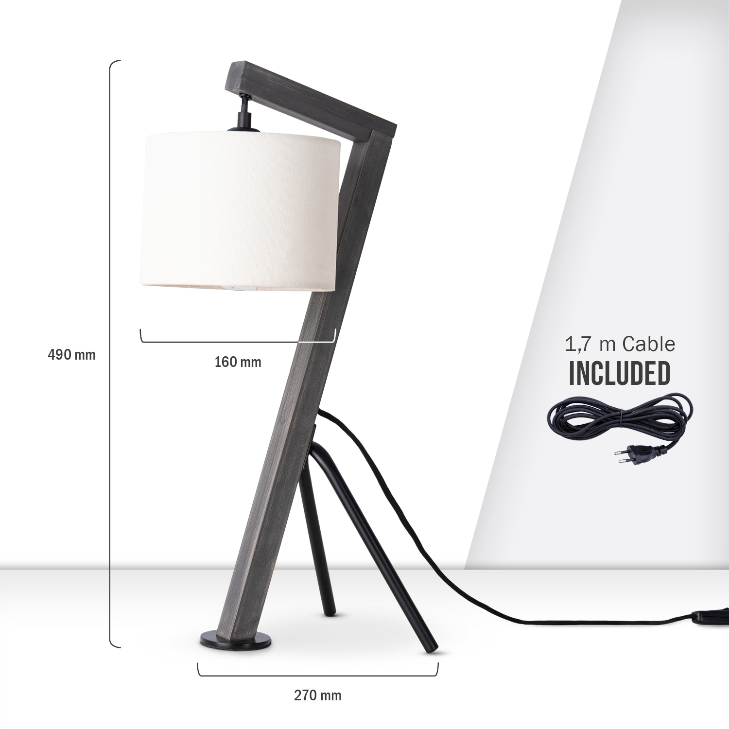 Paco Home Tischleuchte »GALLOW« E27 Schreib Holz Dreibein Vintage E27 Galgen Modern Höhe 49cm