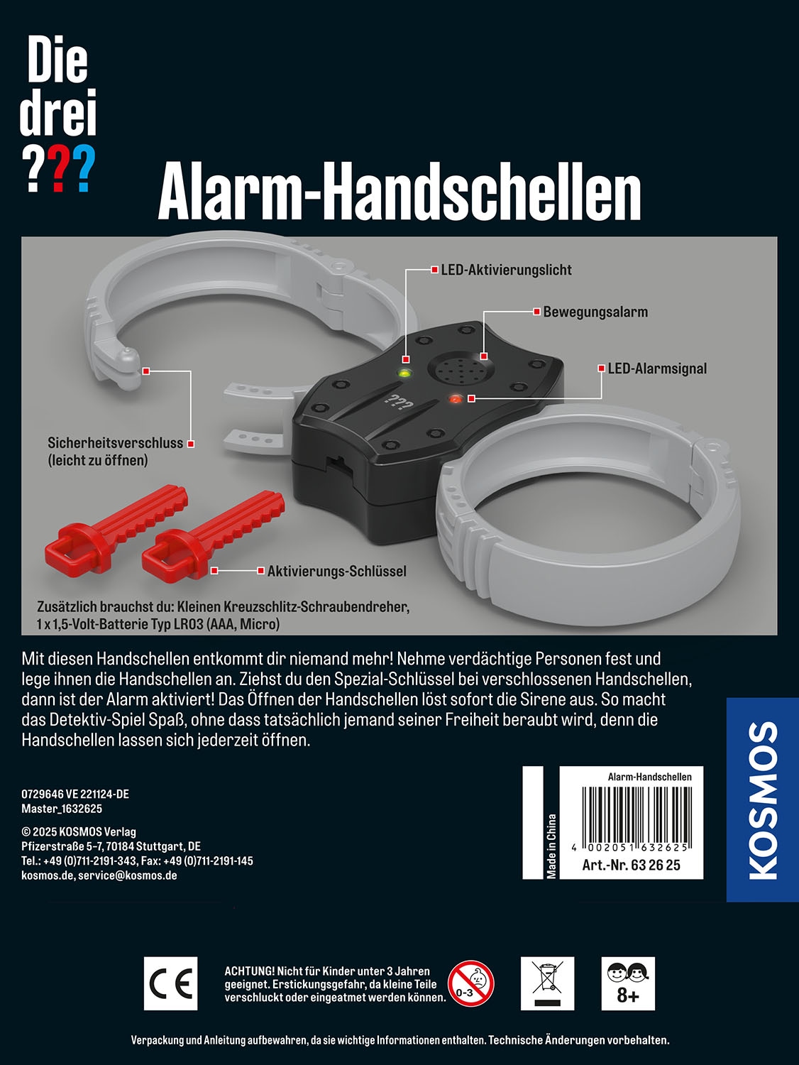 Kosmos Experimentierkasten »Die drei ??? Alarm-Handschellen«