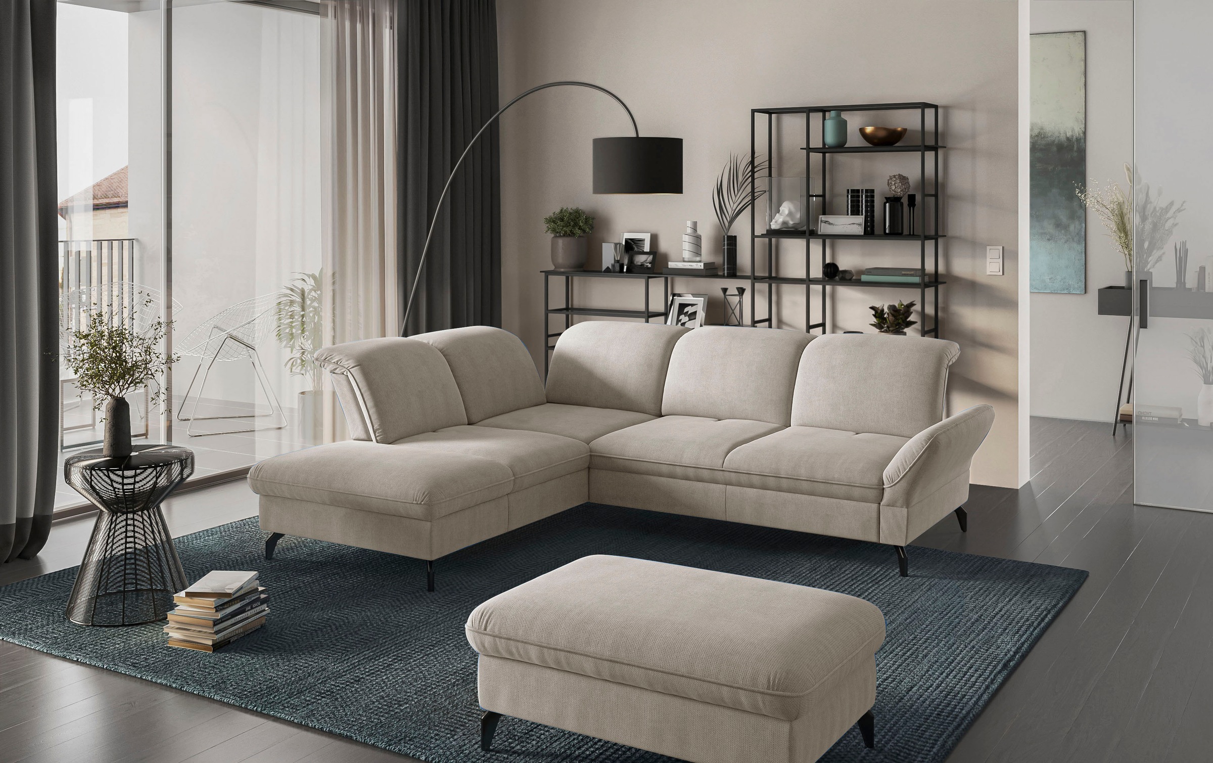 sit&more Ecksofa »Leandro L-Form«, Wahlweise mit Bett-, Kopfteil - und Armlehnfunktion, sowie Stauraum