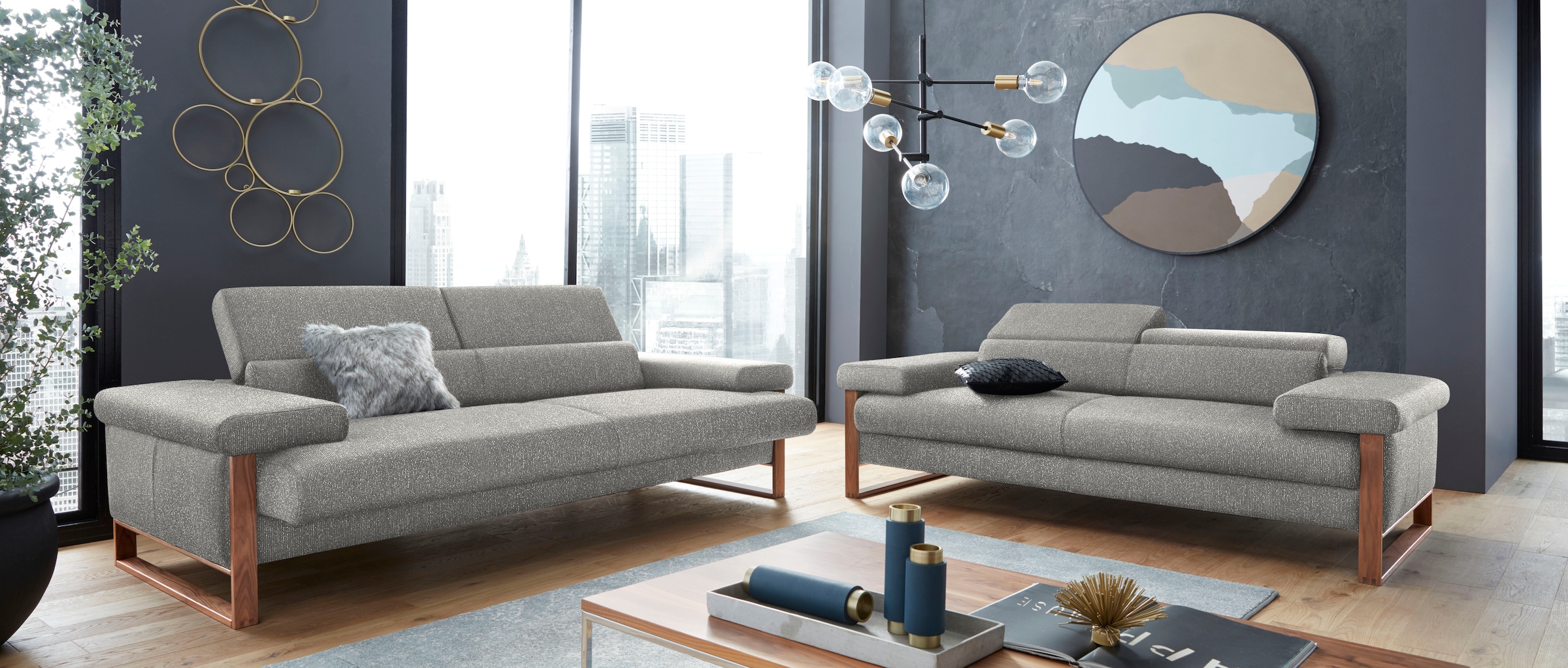 W.SCHILLIG 2-Sitzer »finn«, German Design Award 2016, Fußgestell Nussbaum natur, Breite 210 cm