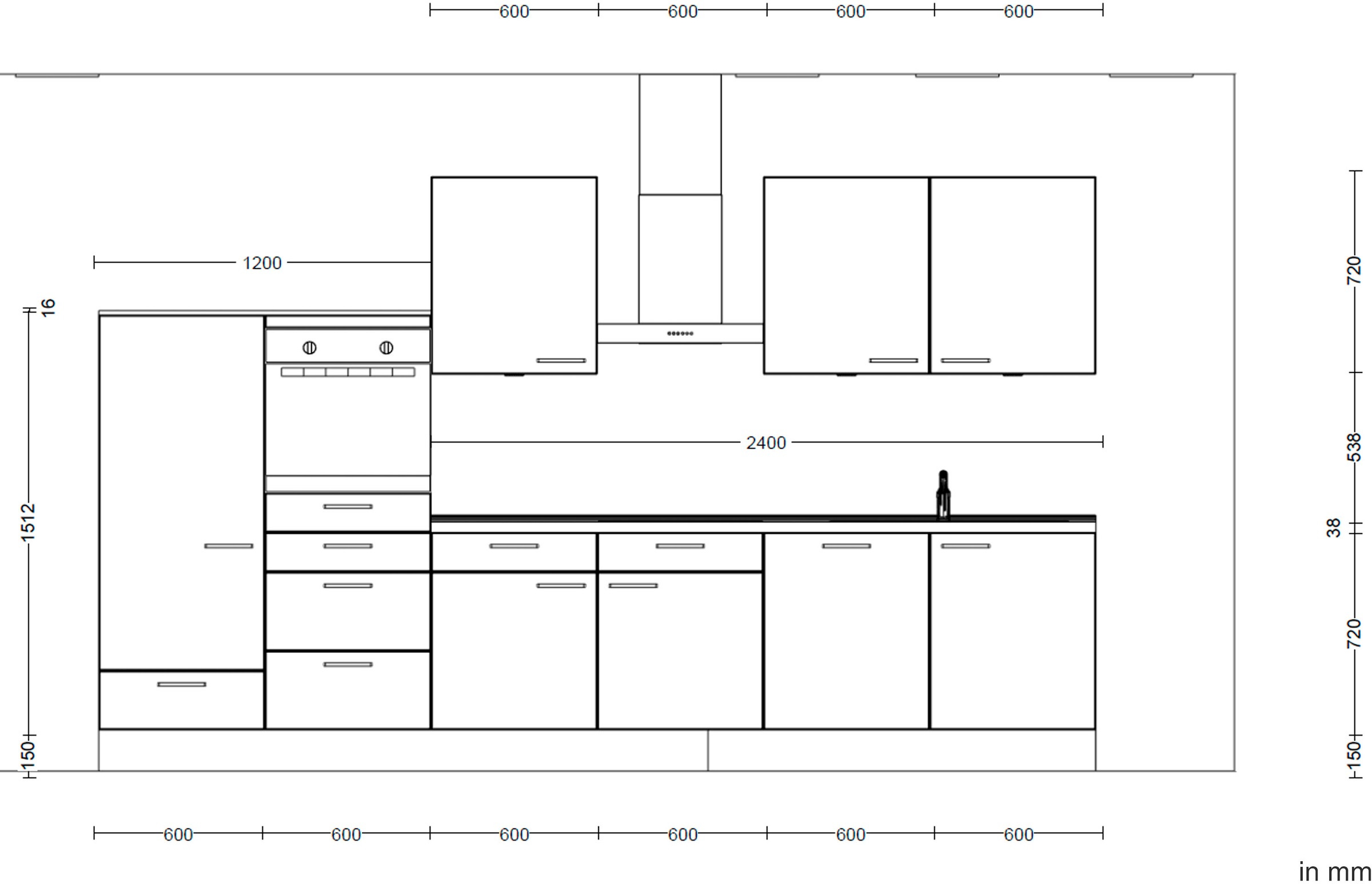 nobilia® Küchenzeile »"Structura I"« vormontiert, Ausrichtung wählbar, Breite 360 cm, wahlw. mit E-Geräten
