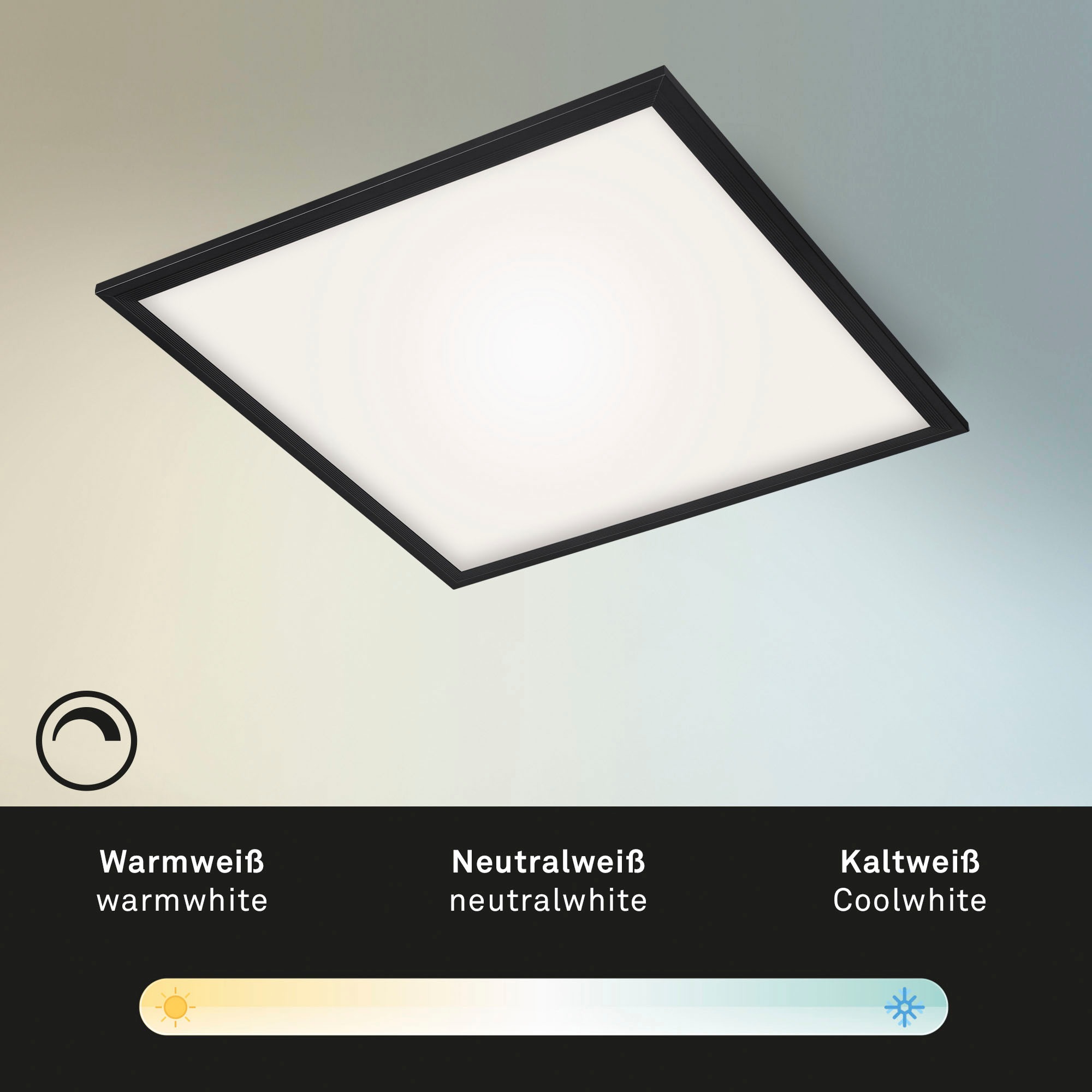 Briloner Leuchten LED Panel mit Fernbedienung, Gr. ca. 44,5 x 44,5 cm, stufenlos dimmbar, LED fest integriert