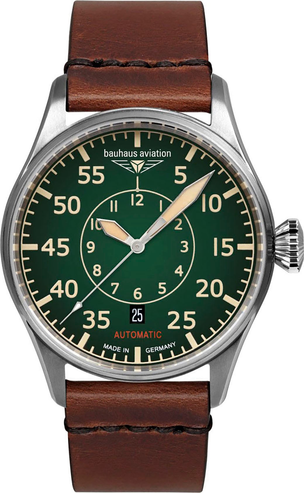 bauhaus Automatikuhr »Navigator«, Armbanduhr, Herrenuhr, Made in Germany, Mechanische Uhr, Lederarmband