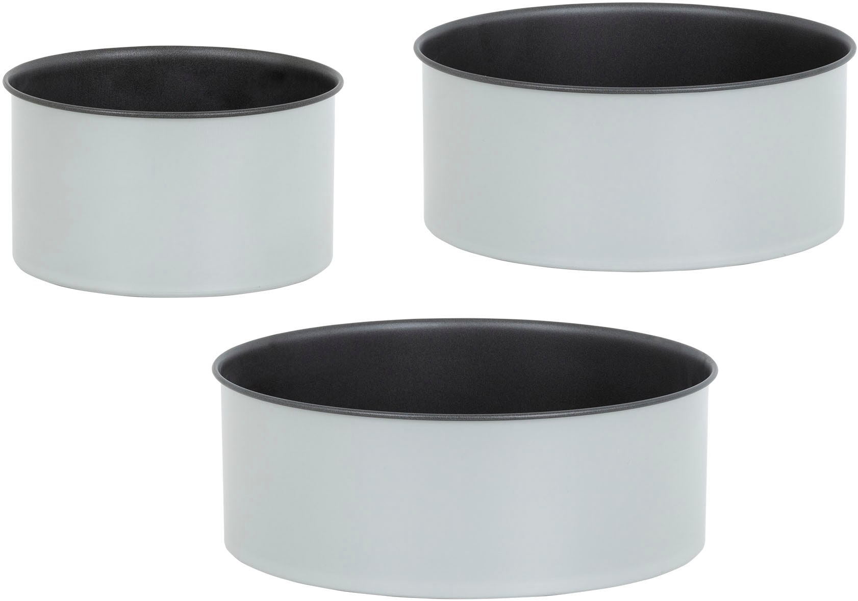 CHG Kuchenblech »PushPan, 3er Set, Ø 15 cm, 20 cm und 23 cm, Backformen aus Feinblech«, Metall-Silikon, (Set, 3 St.), patentierte Silikondichtung, 100 % auslaufsicher, Made in Europe