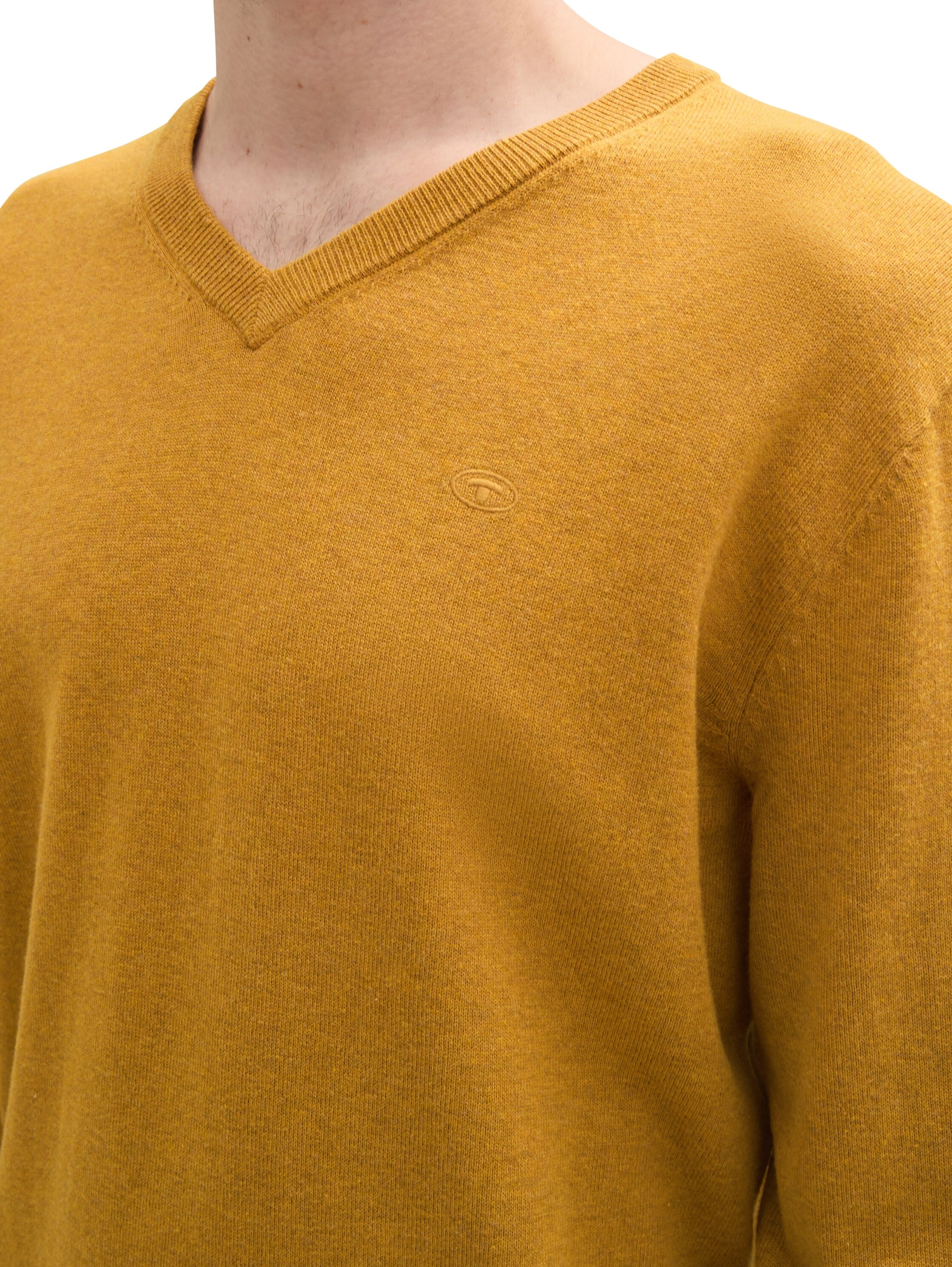 TOM TAILOR V-Ausschnitt-Pullover, mit kleiner Logo-Stickerei