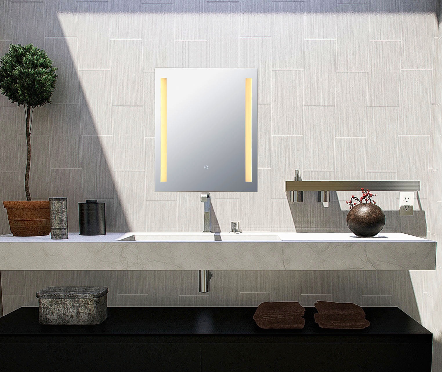 GLOBO LIGHTING LED Spiegelleuchte »RIVAS«, Leuchtmittel LED-Modul | LED fest integriert, Spiegel/Touch Ein/Aus/IP44/Touchdimmer/BxH: 500x610mm