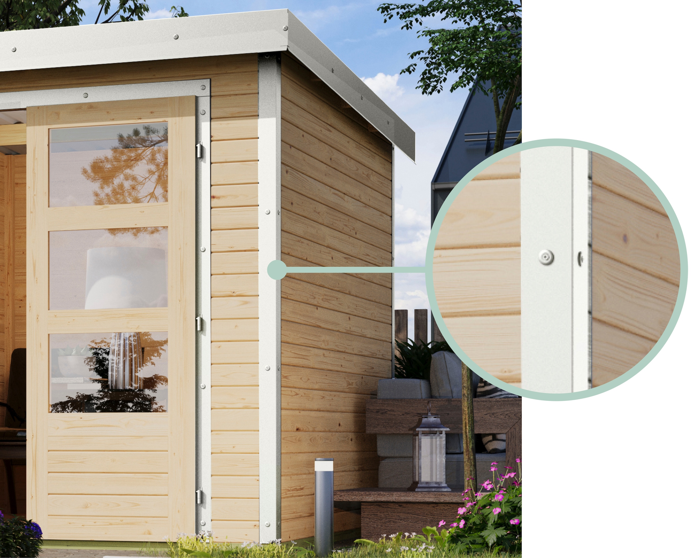Karibu Gartenhaus »"Jupiter C SET"«, anthrazit/weiß, mit Anbaudach