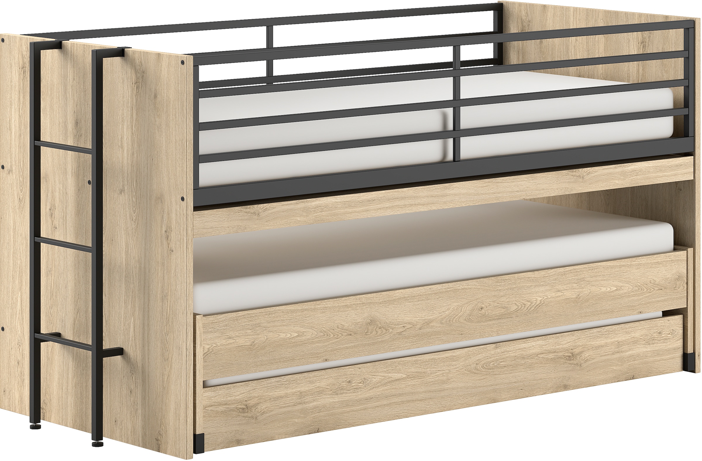 Home affaire Etagenbett, (Made in Europe), für kleine Räume, 2 Liegefl., Bettschublade, inkl. Schreibtisch, Dekor