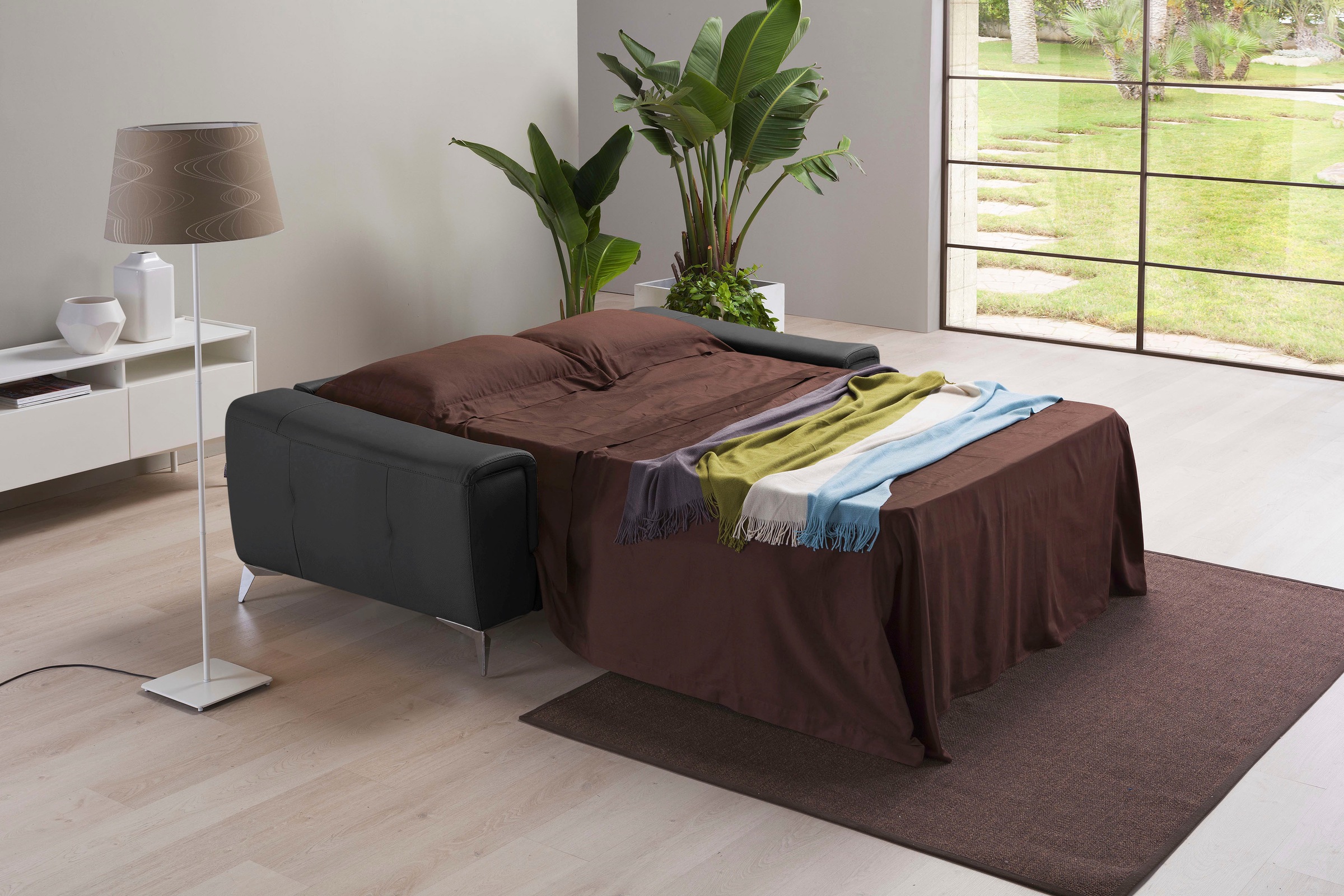 Egoitaliano Schlafsofa »Francine, Designsofa, Loungesofa mit Dauerschlaffunktion, Bettfunktion«, hochwertiger Metallbettrahmen & Matratze, Kopfteil manuell verstellbar