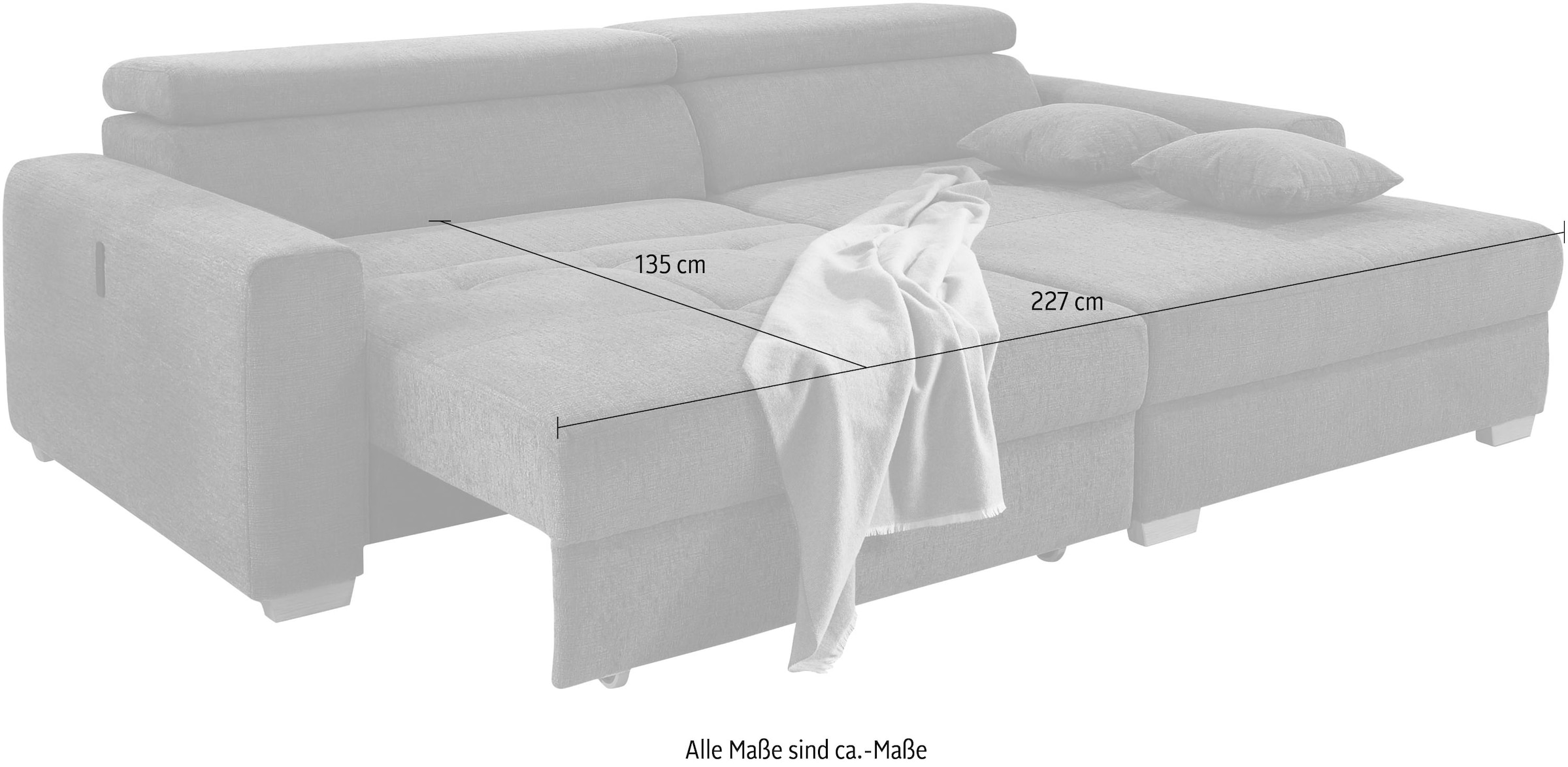 Jockenhöfer Gruppe Ecksofa »Slider, L-Form, 140kg Belastbarkeit je Sitzplatz«, elektromotorische Sitztiefenverstellung,USB-Ladeports,mit Kopfstützen