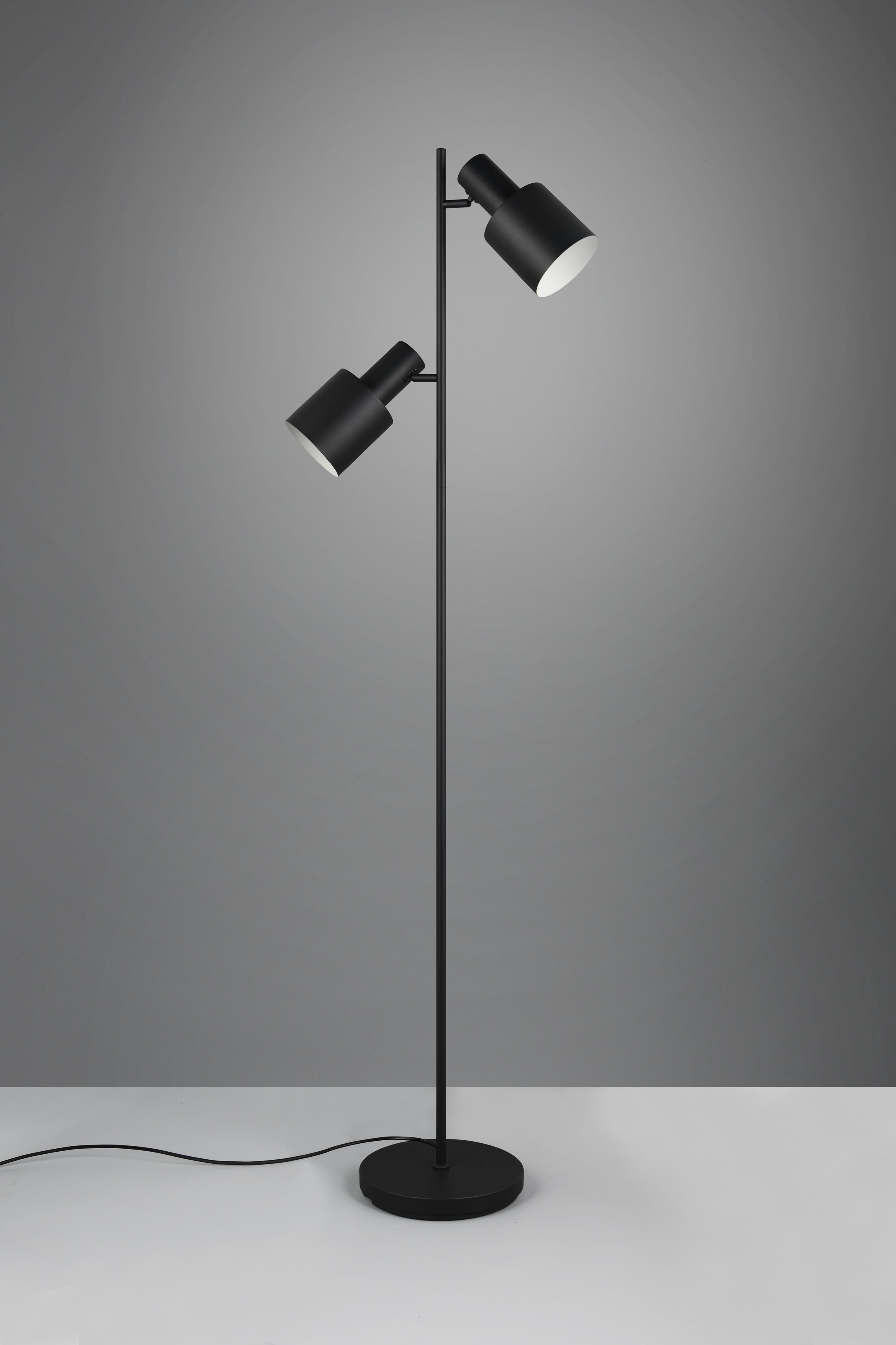 TRIO Leuchten Stehlampe »AGUDO, Stehleuchte 2-flammig, exkl 2xE27 max 10W, mit Fußschalter«, 2 flammig, Leuchtmittel E27 | Leuchtmittel wechselbar, 161cm hoch, Metall Lampenschirme, Stehlampe Wohnzimmer Esszimmer