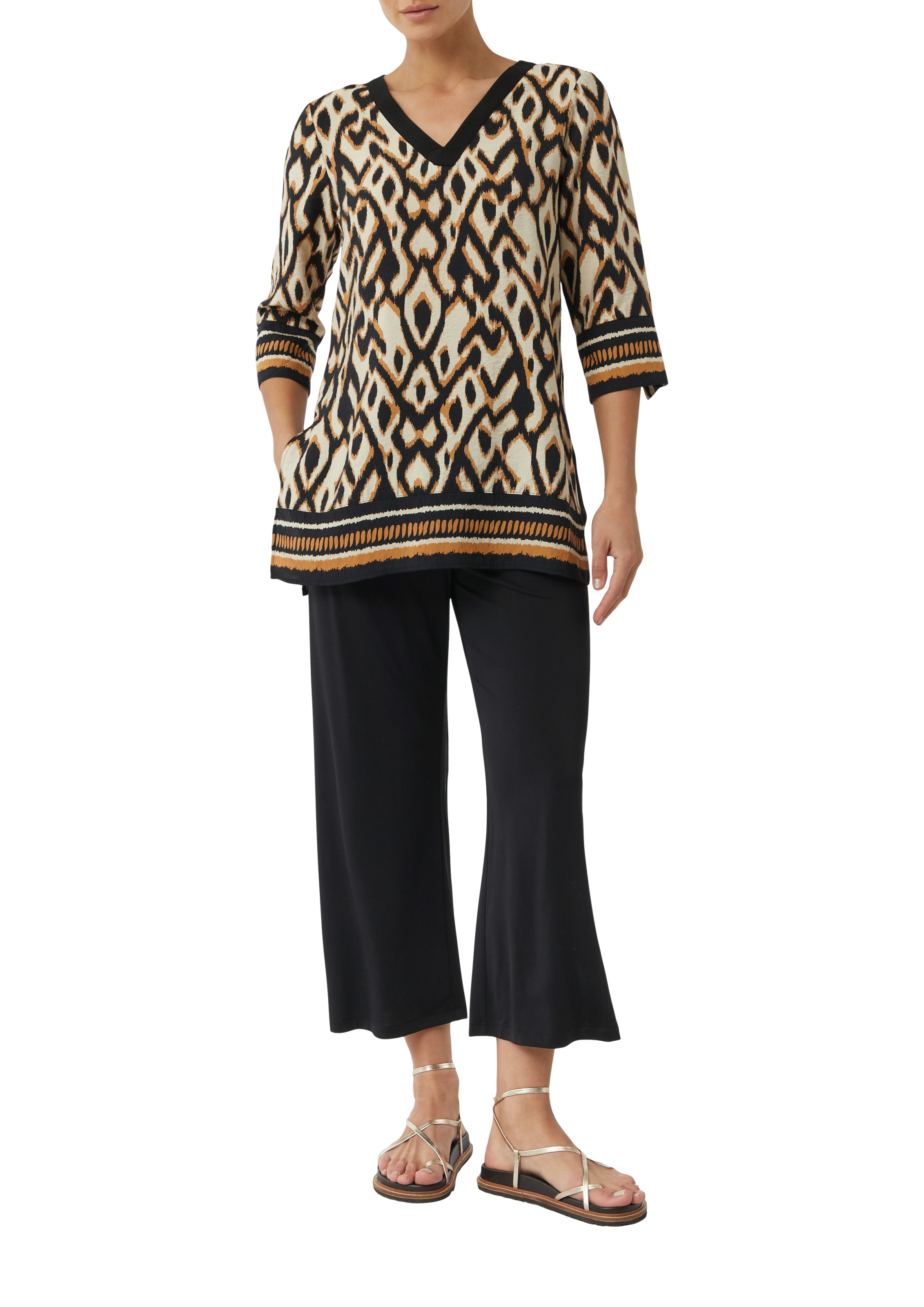 Comma Klassische Bluse, mit All-Over Print