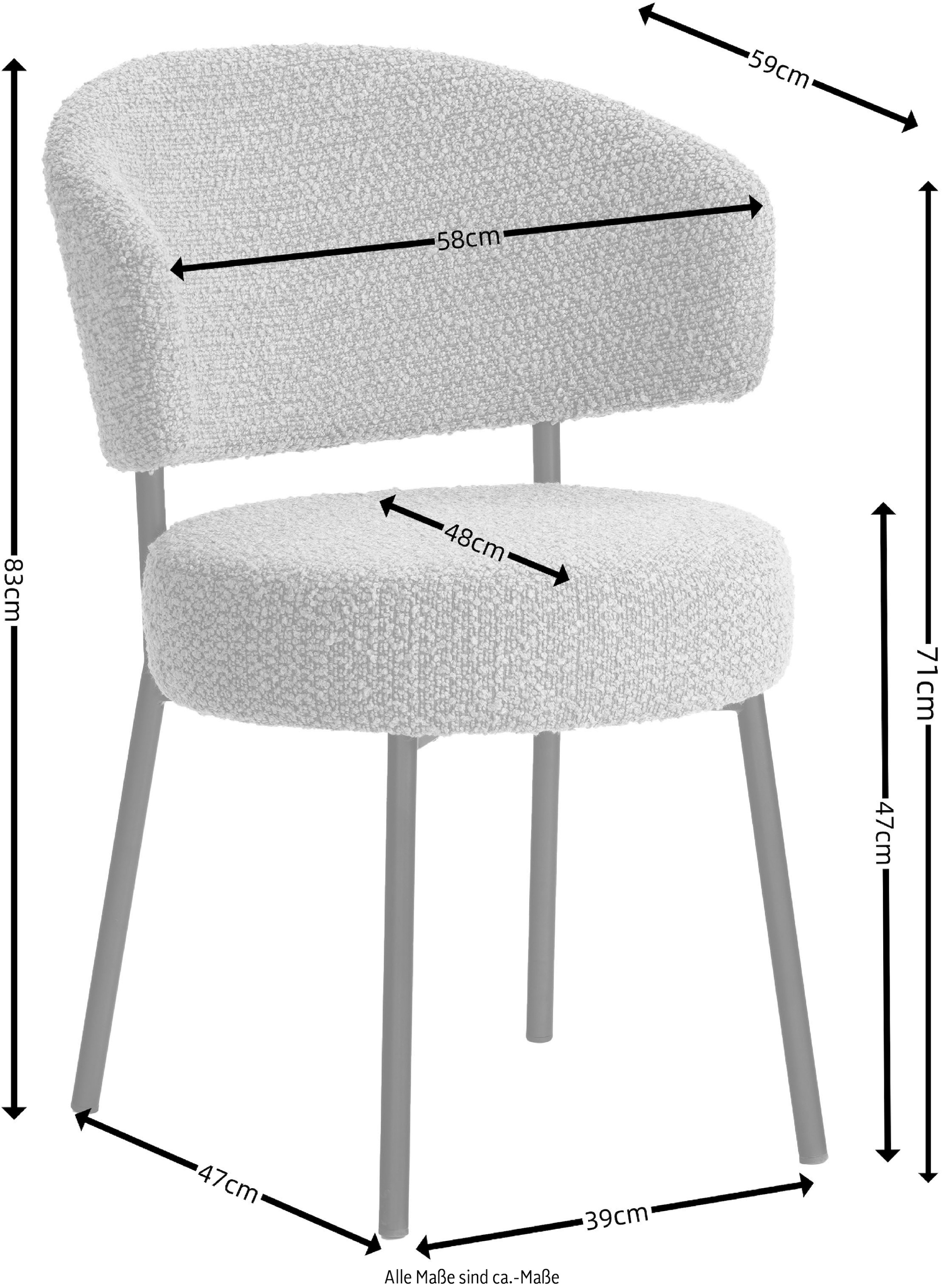 LeGer Home by Lena Gercke Esszimmerstuhl »Sölve«, (Set), 2 St., Boucle Bezugsstoff, Metallgestell, Sitztiefe 48 cm