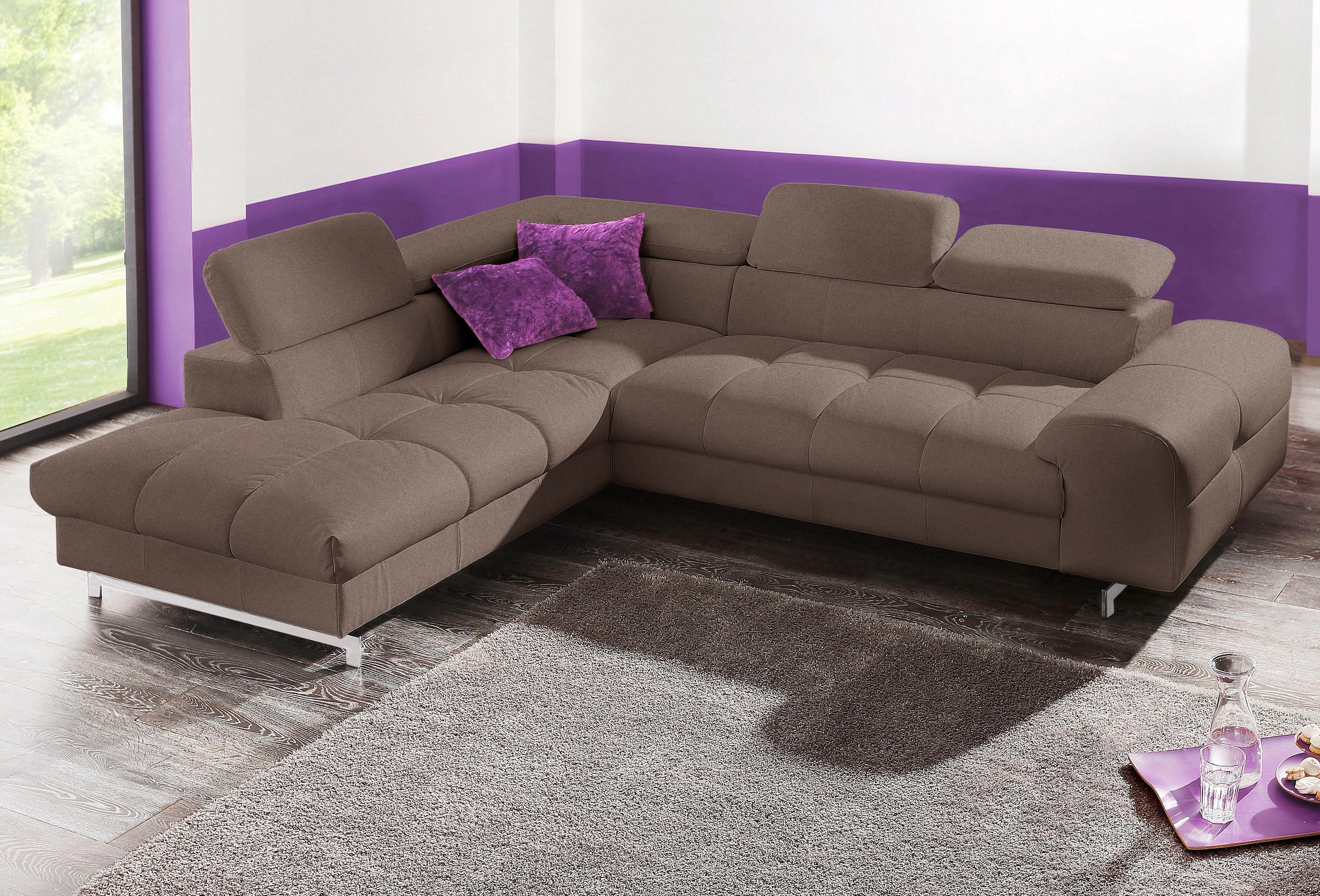 COTTA Ecksofa "Chef L-Form" mit Kopfteilverstellung, edle Metallkufen, wahl günstig online kaufen