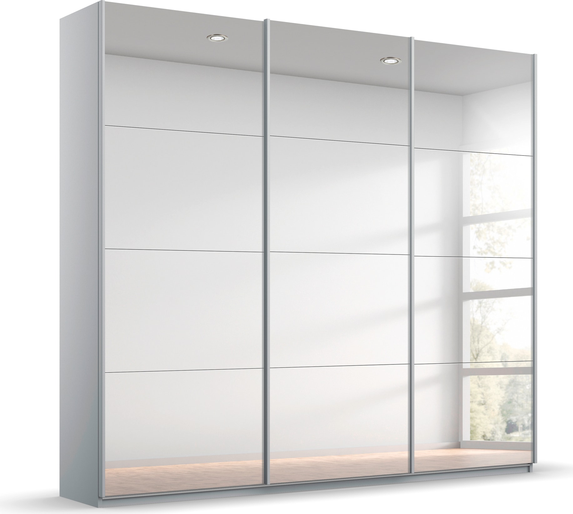 rauch Schwebetürenschrank »Kleiderschrank Schrank Garderobe Wäscheschrank Ankleide OTELI« Breiten 203/271/315/360 cm Höhen 210/229 cm,  mit Spiegelfront, inkl. Wäscheeinteilung mit 3 Innenschubladen