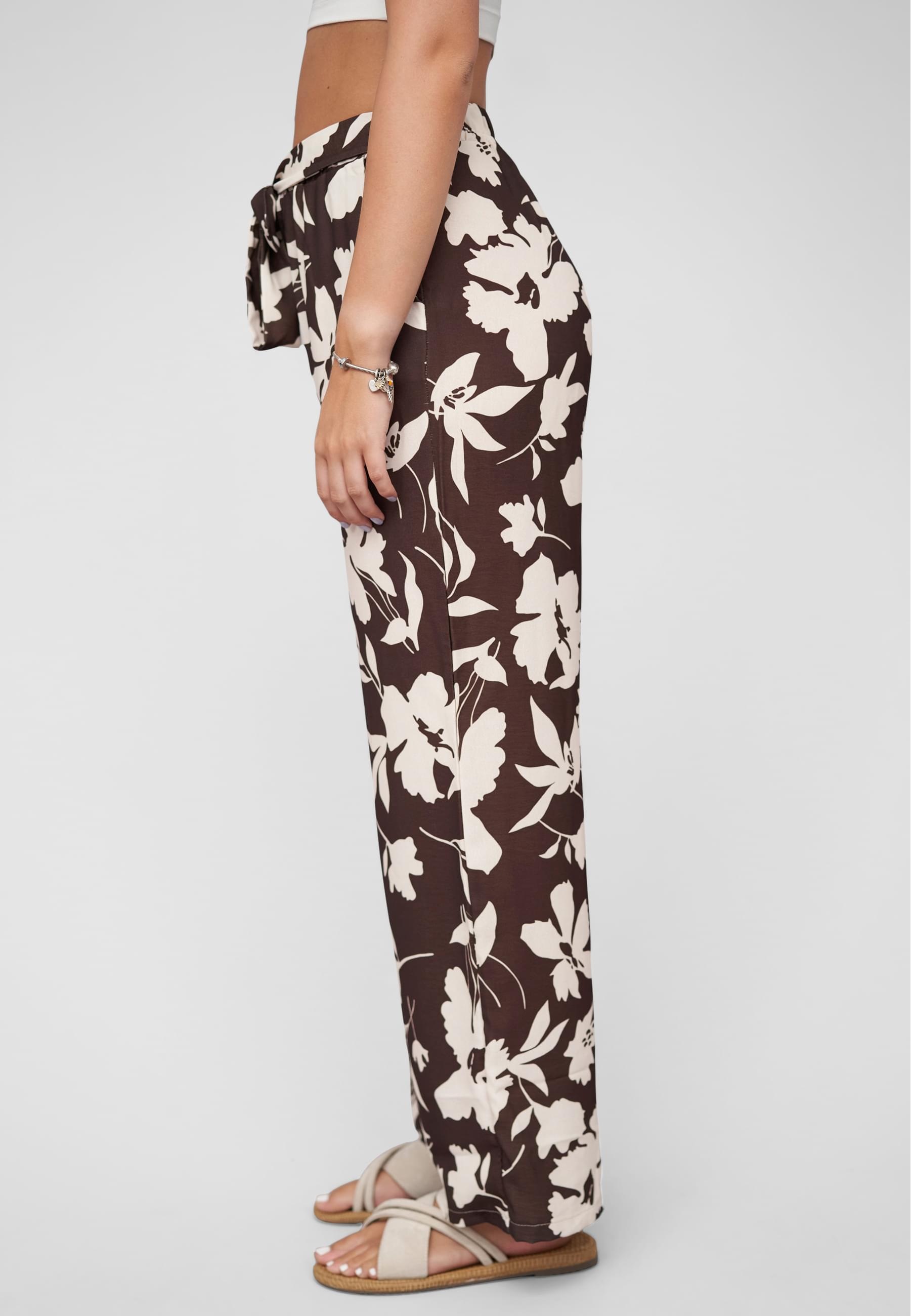 CLOUD 5IVE Stoffhose »CLOUD 5IVE Pants with tie belt and aop flower print«
