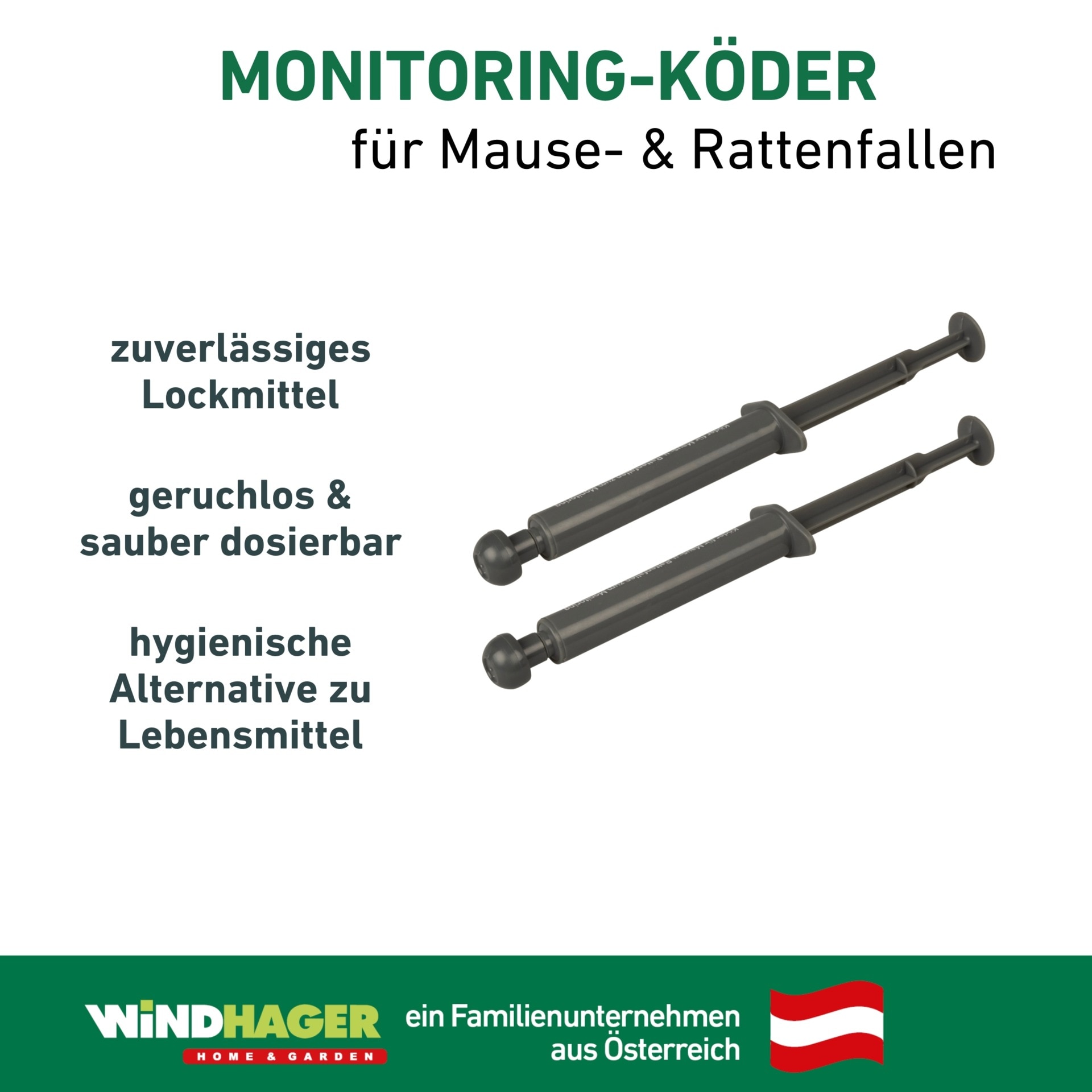 Windhager Schlagfalle »Maus und Ratten Köderspritze im Doppelpack, gift- und chemiefrei« für Mäuse- und Rattenfallen, Köderspritze gefüllt mit Erdnussbutter