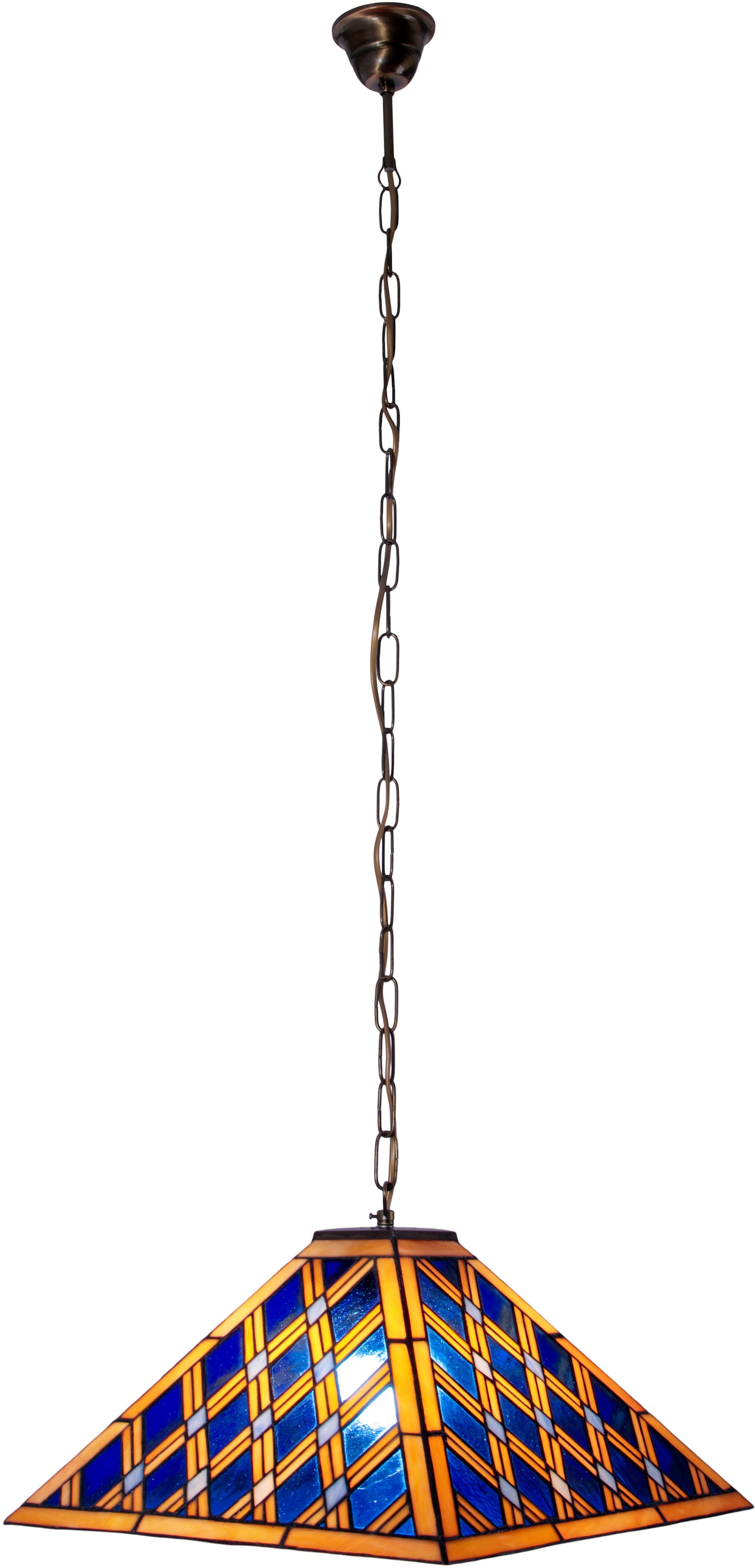 näve Pendelleuchte »Pyra« E27 Tiffany-Stil pyramidenförmig Glas blau/gold 1 günstig online kaufen