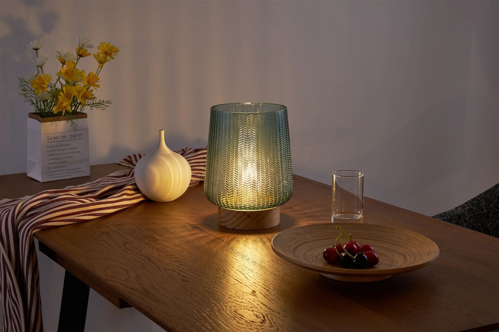 Pauleen LED Tischleuchte »Pretty Glamour mobile Türkis/Holz«, 1 flammig, Le günstig online kaufen