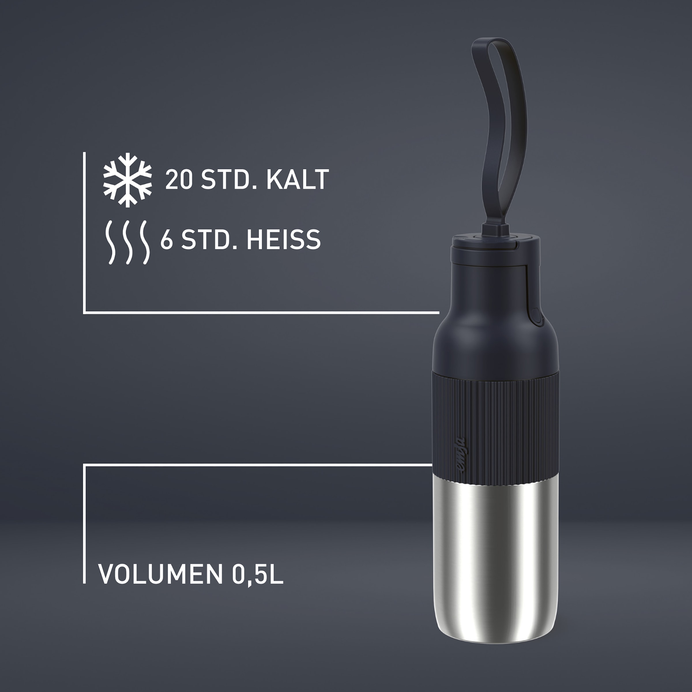 Emsa Isolierflasche »beYou Flip« mit Flip-Verschluss und Trageband, 100% dicht, spülmaschinengeeignet