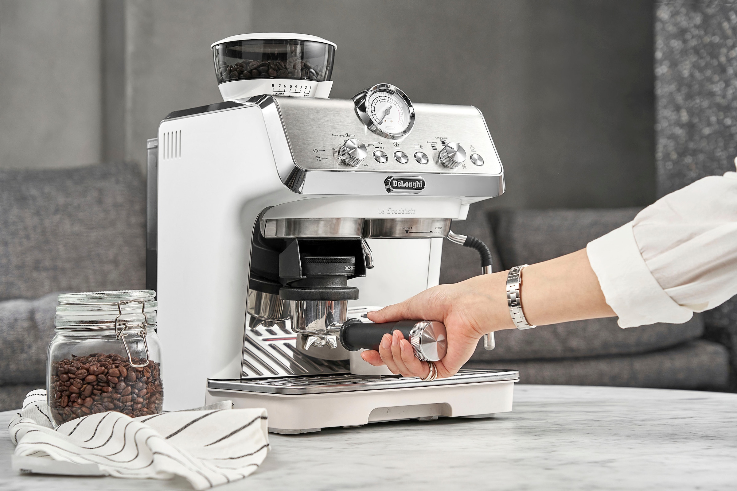 De'Longhi Siebträgermaschine »LaSpecialista Arte EC9155.W«, weiß, mit MyLatte Art System