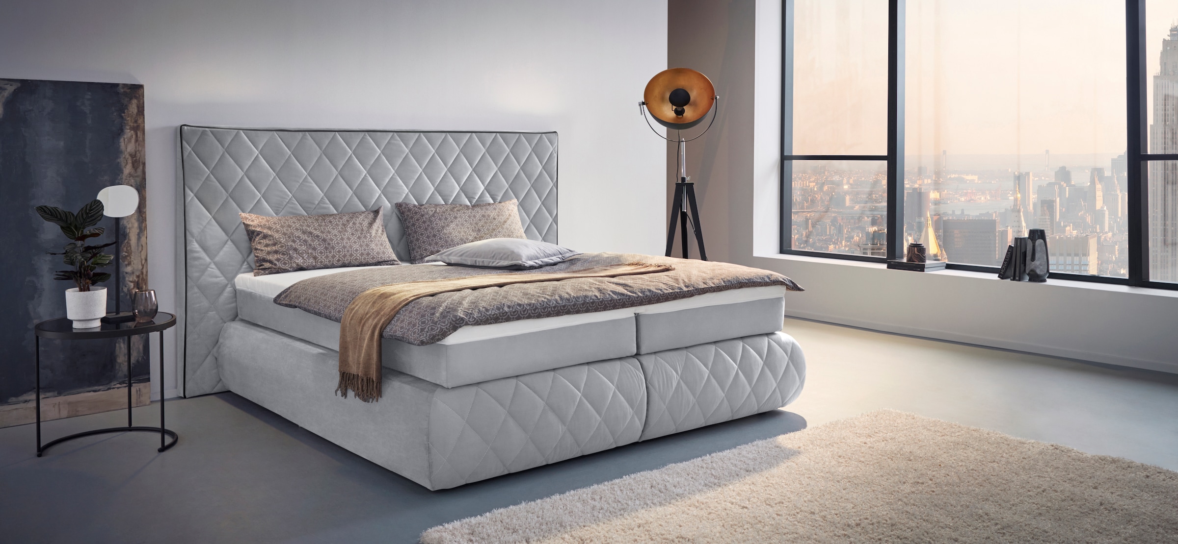 Places of Style Boxspringbett Alaric, wahlweise mit und ohne LED-Beleuchtung, in 3 Härtegraden lieferbar