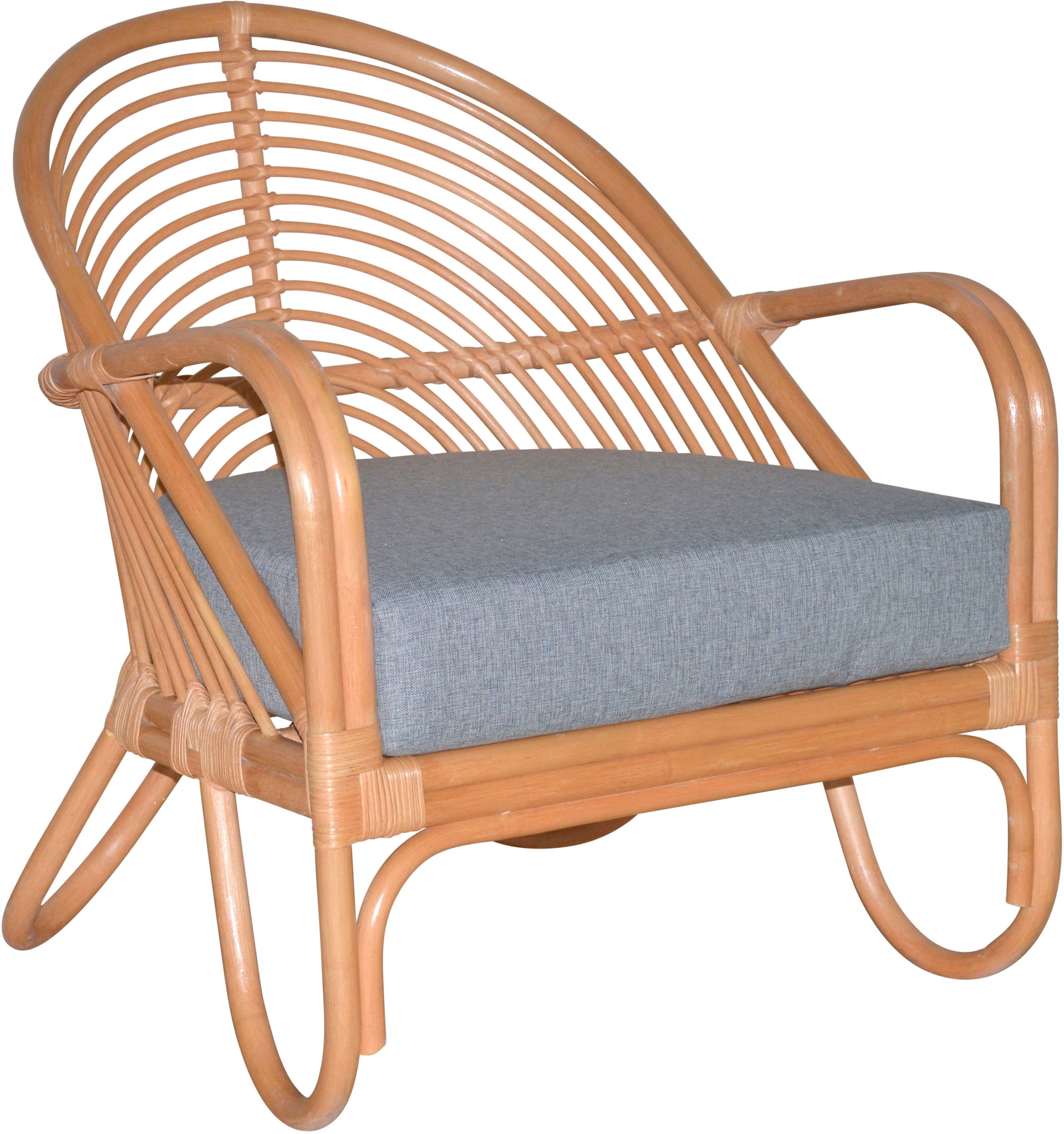 Loungesessel Inklusive extra stark gepolsterten Sitzkissen, 1 Stk. tlg. Hgeflochten, honigfarben Polyester