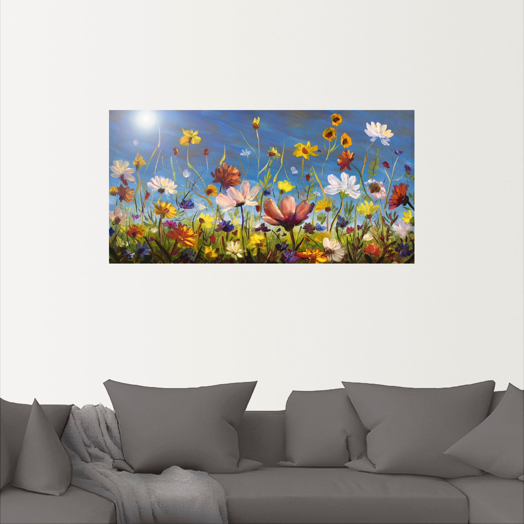 Artland Wandbild »Wildblumenwiese blauer Himmel«, Blumenwiese, (1 St.), als Alubild, Outdoorbild, Leinwandbild, Poster, Wandaufkleber