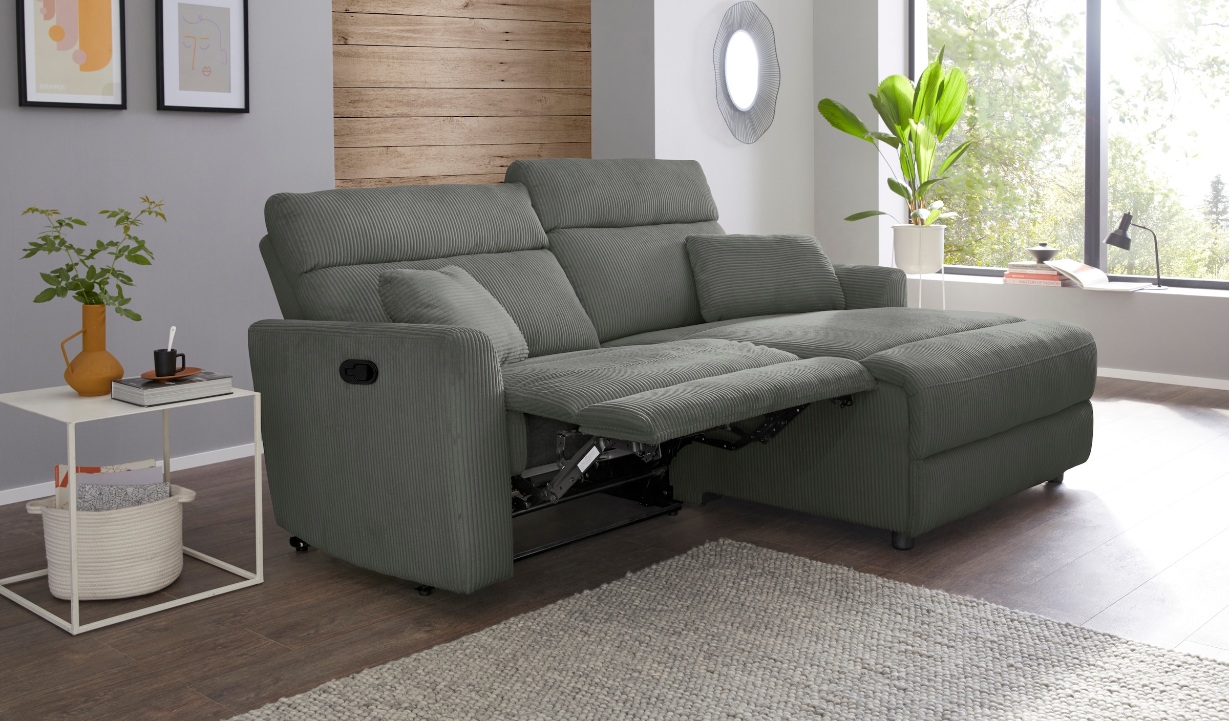 INOSIGN Ecksofa »JENNA, L-Form,  209cm, manuelle u. elektrische Funktion, mit USB A/C,« Liegefunktion 105°-150°, Federkern, Cord