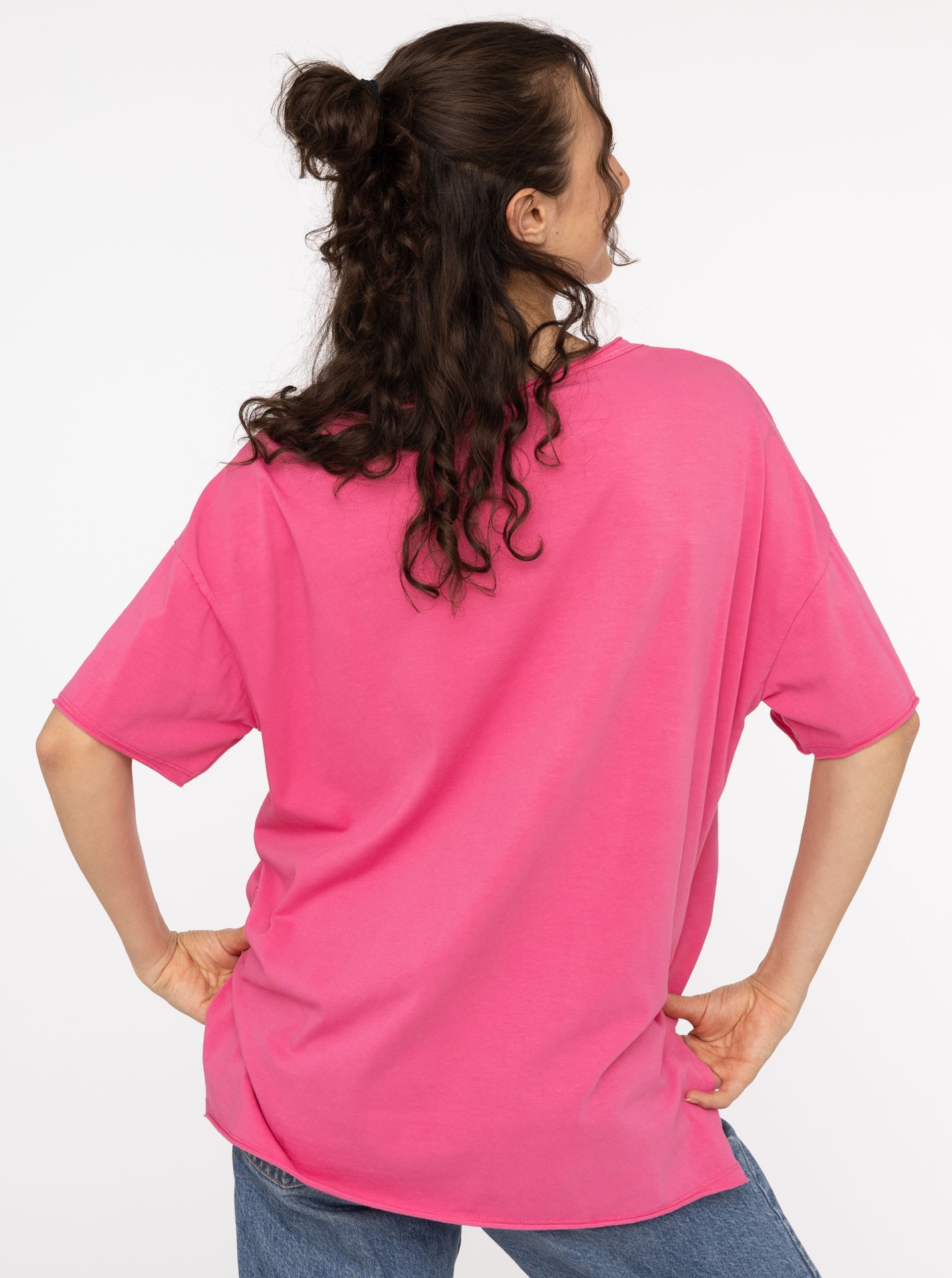 Zwillingsherz Kurzarmshirt »Oversized Shirt Stempeldruck "Moin"«, Kurzarm, tiefer Rundhalsausschnitt, Schriftzug, Baumwollmischung