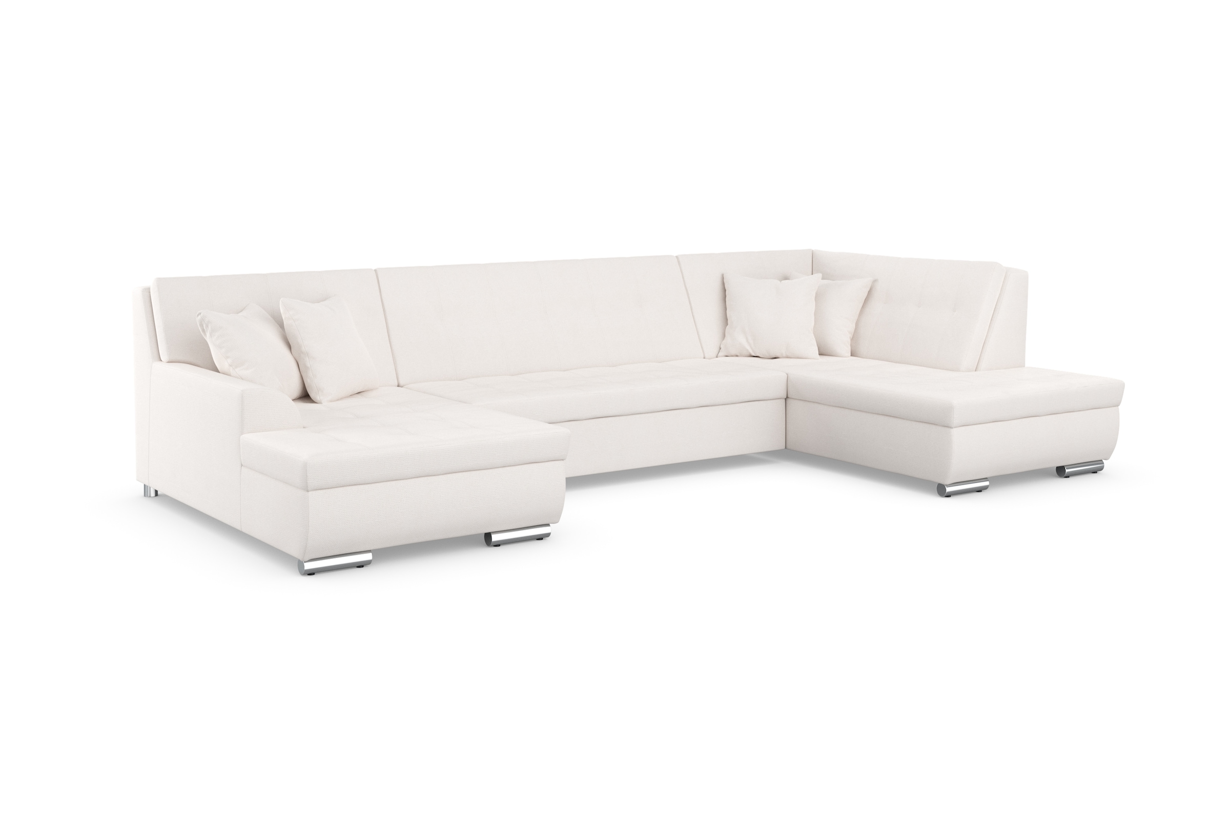 DOMO collection Wohnlandschaft »Treviso incl. Zierkissen, moderne Steppung, XXL: B/T/H: 364/201/83 cm«, wahlweise mit Bettfunktion, in vielen Bezugsarten auch in Cord U-Form