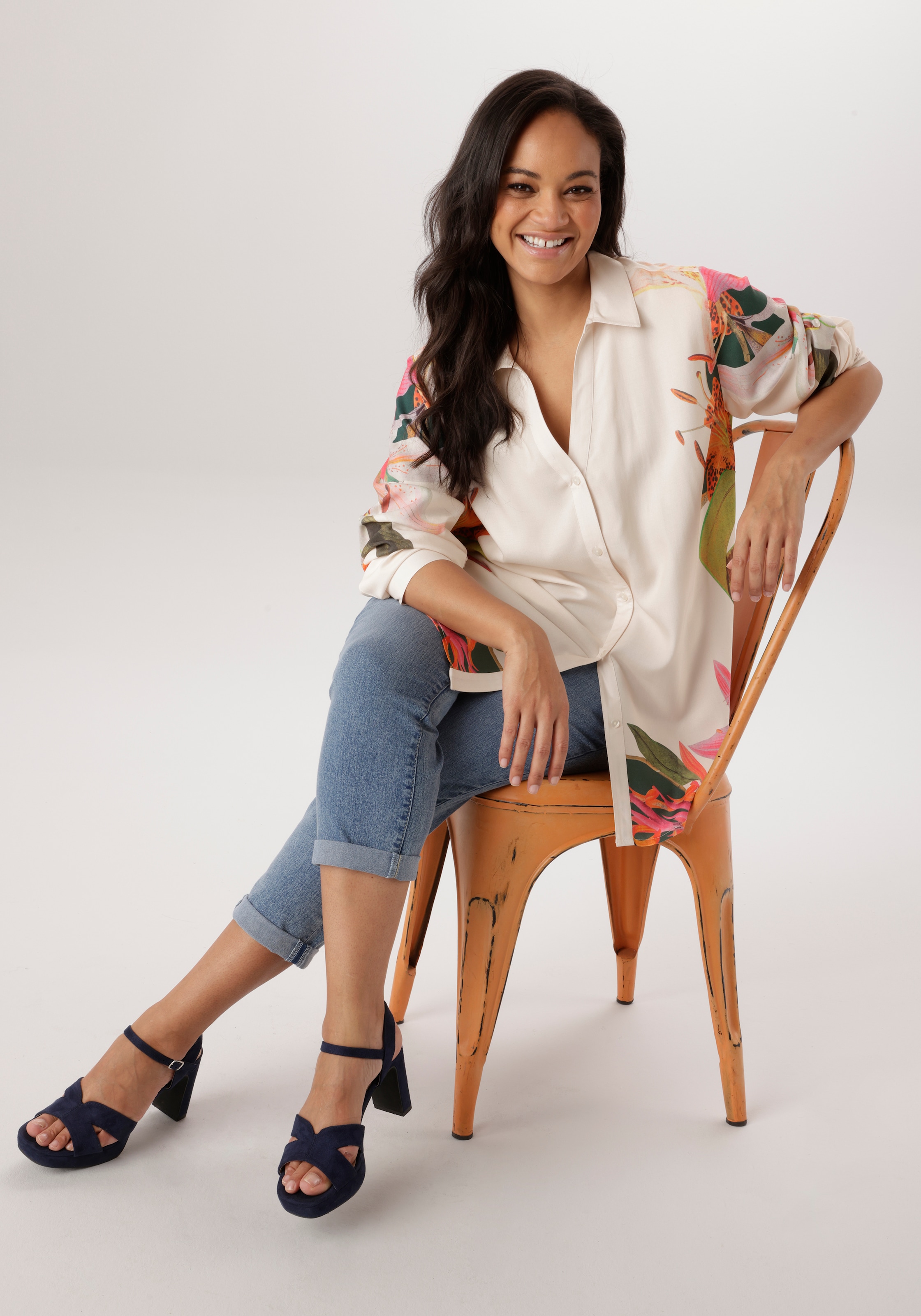 Aniston PLUS Hemdbluse aus weich fallender Viskose - NEUE KOLLEKTION